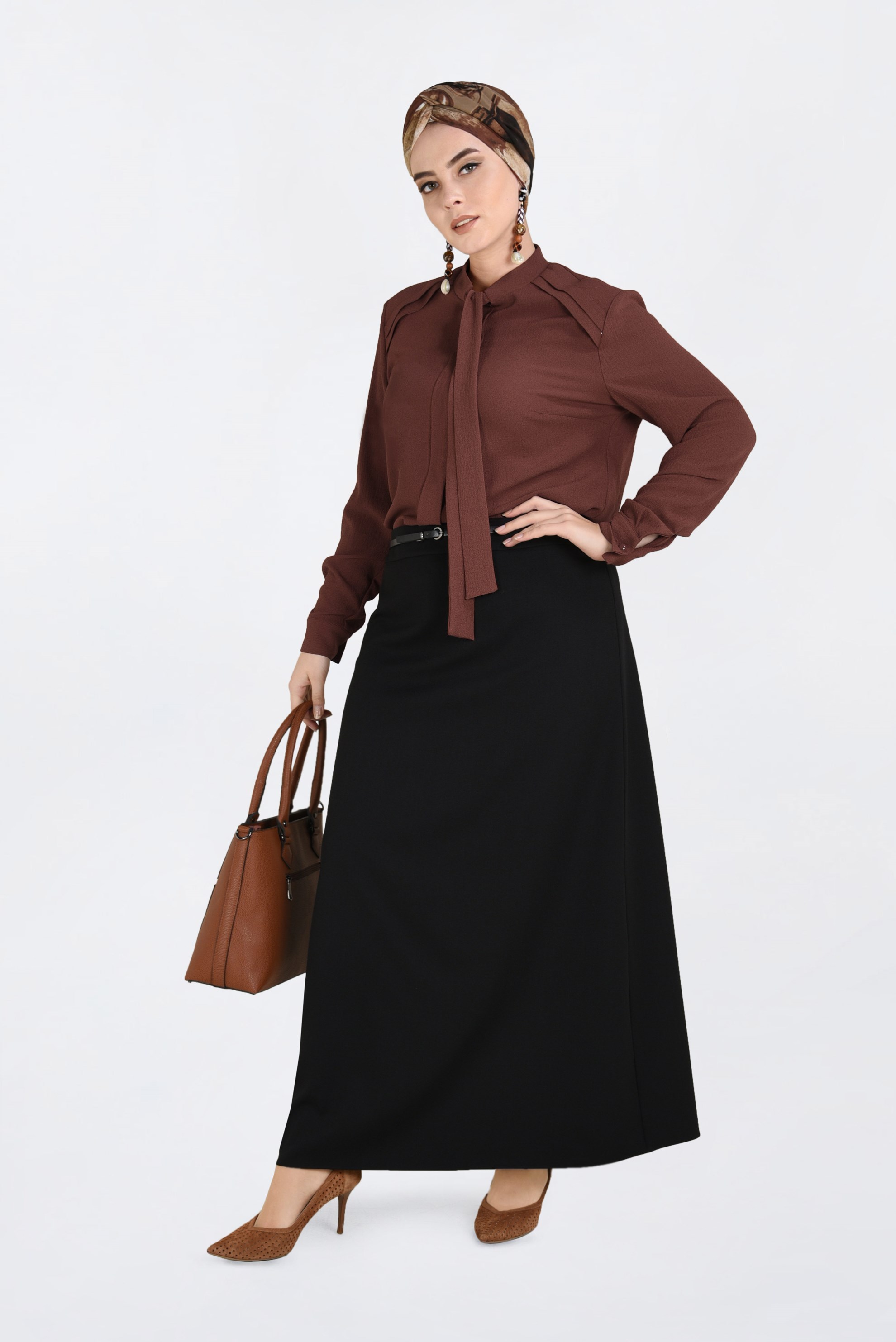 Tesettür giyim SİYAH KLASİK KALEM ETEK 6254