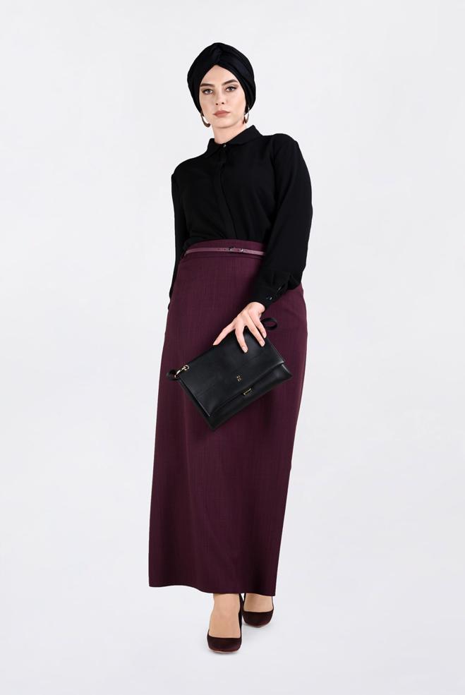 Tesettür giyim MÜRDÜM KLASİK KALEM ETEK 6254 - ALVİNA