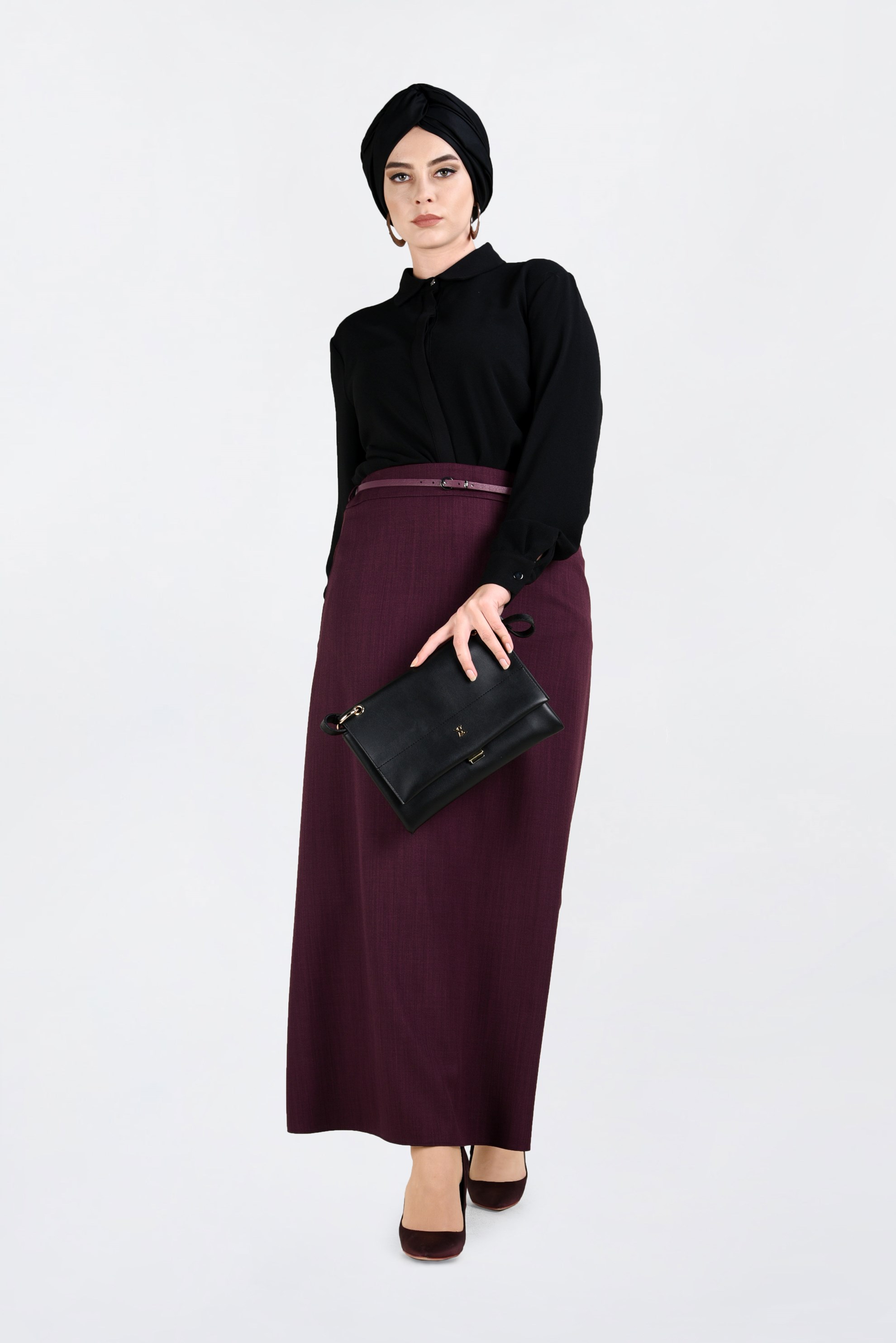 Vêtements hijab PRUNE JUPE TUBE À CLASSIQUE 6254 