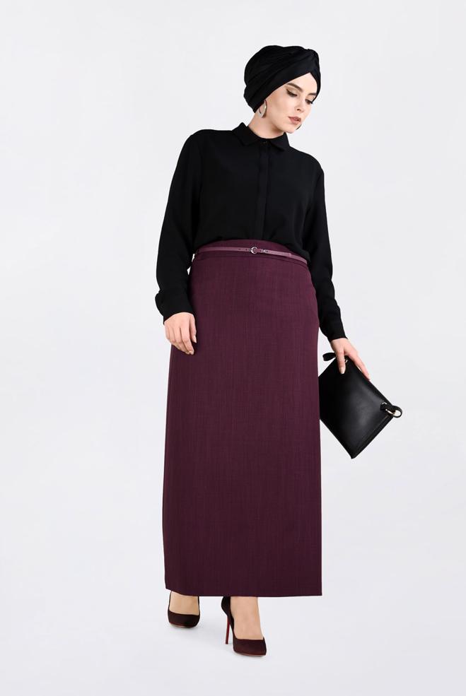 Tesettür giyim MÜRDÜM KLASİK KALEM ETEK 6254 - ALVİNA
