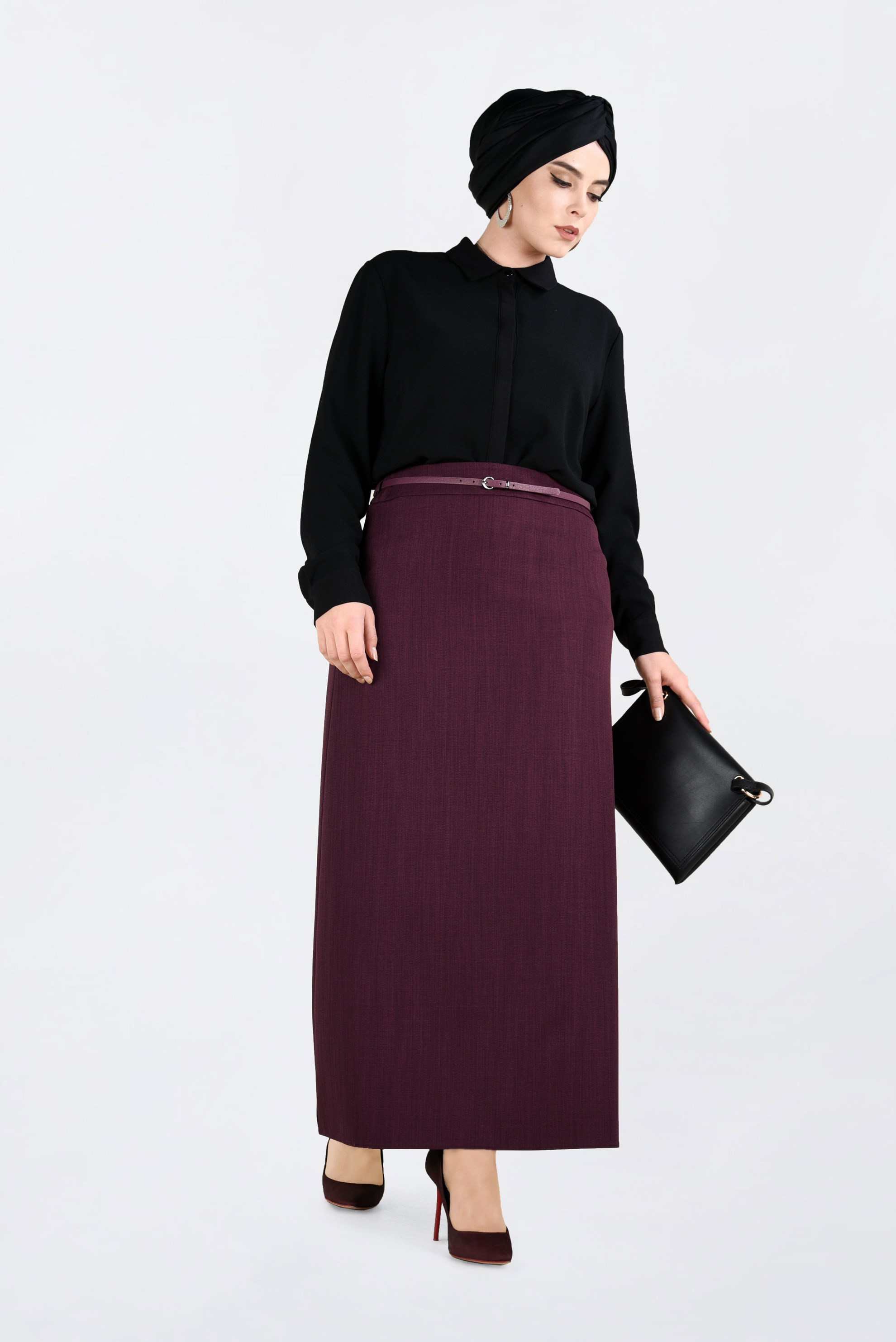 Vêtements hijab PRUNE JUPE TUBE À CLASSIQUE 6254 