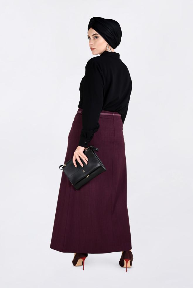 Tesettür giyim MÜRDÜM KLASİK KALEM ETEK 6254 - ALVİNA