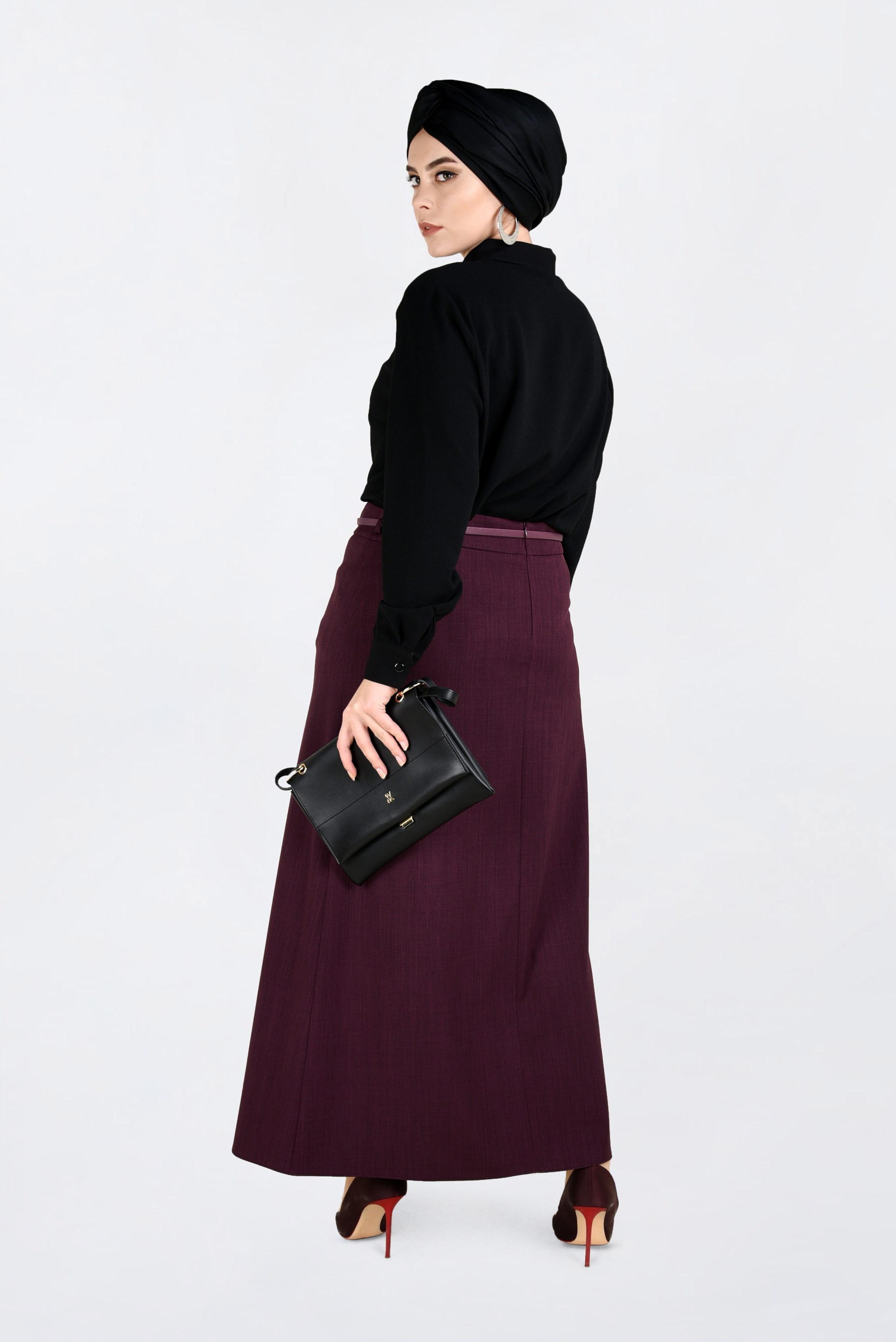 Vêtements hijab PRUNE JUPE TUBE À CLASSIQUE 6254 