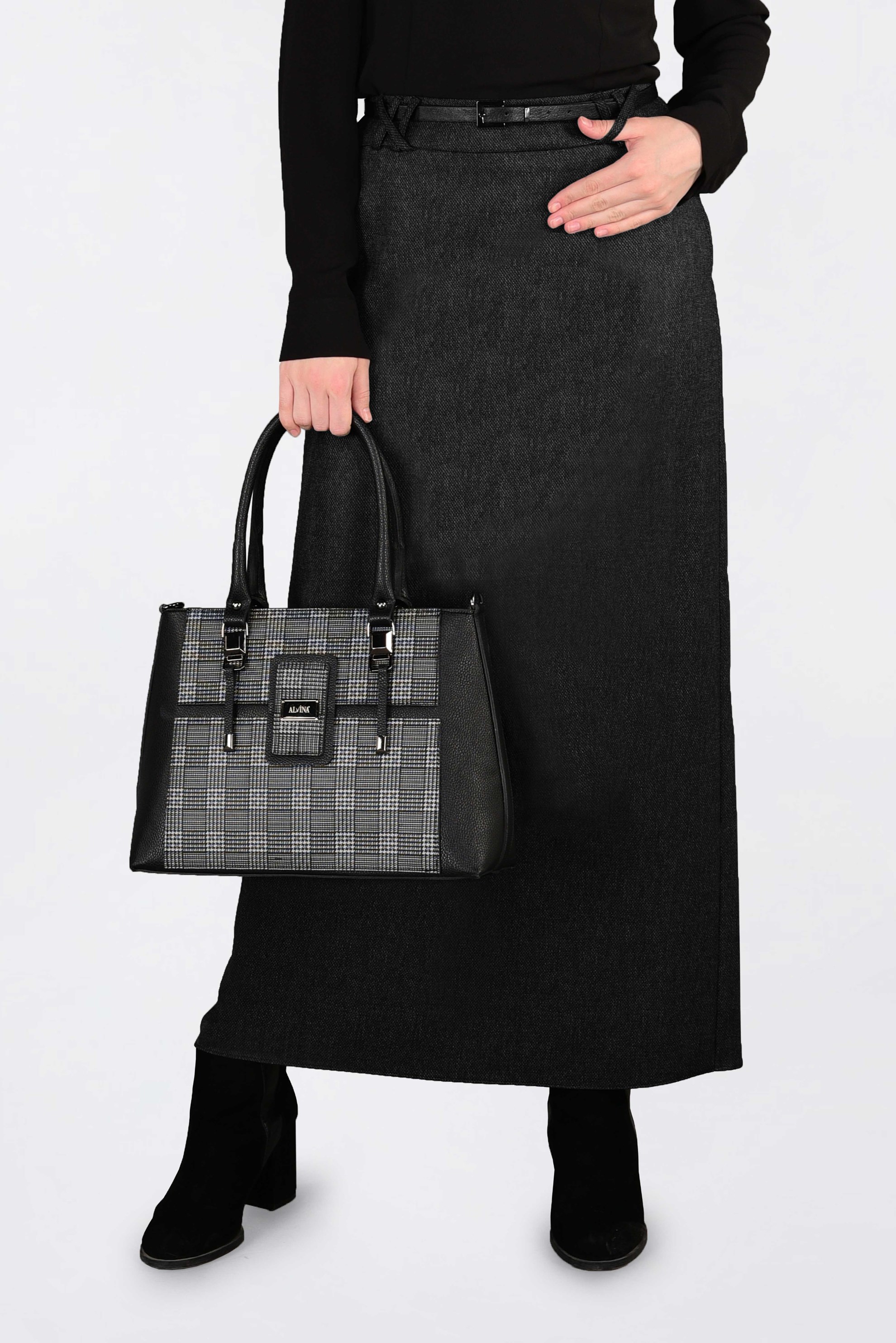 Tesettür giyim SİYAH GİZLİ YIRTMAÇLI DÜZ ETEK 6255 