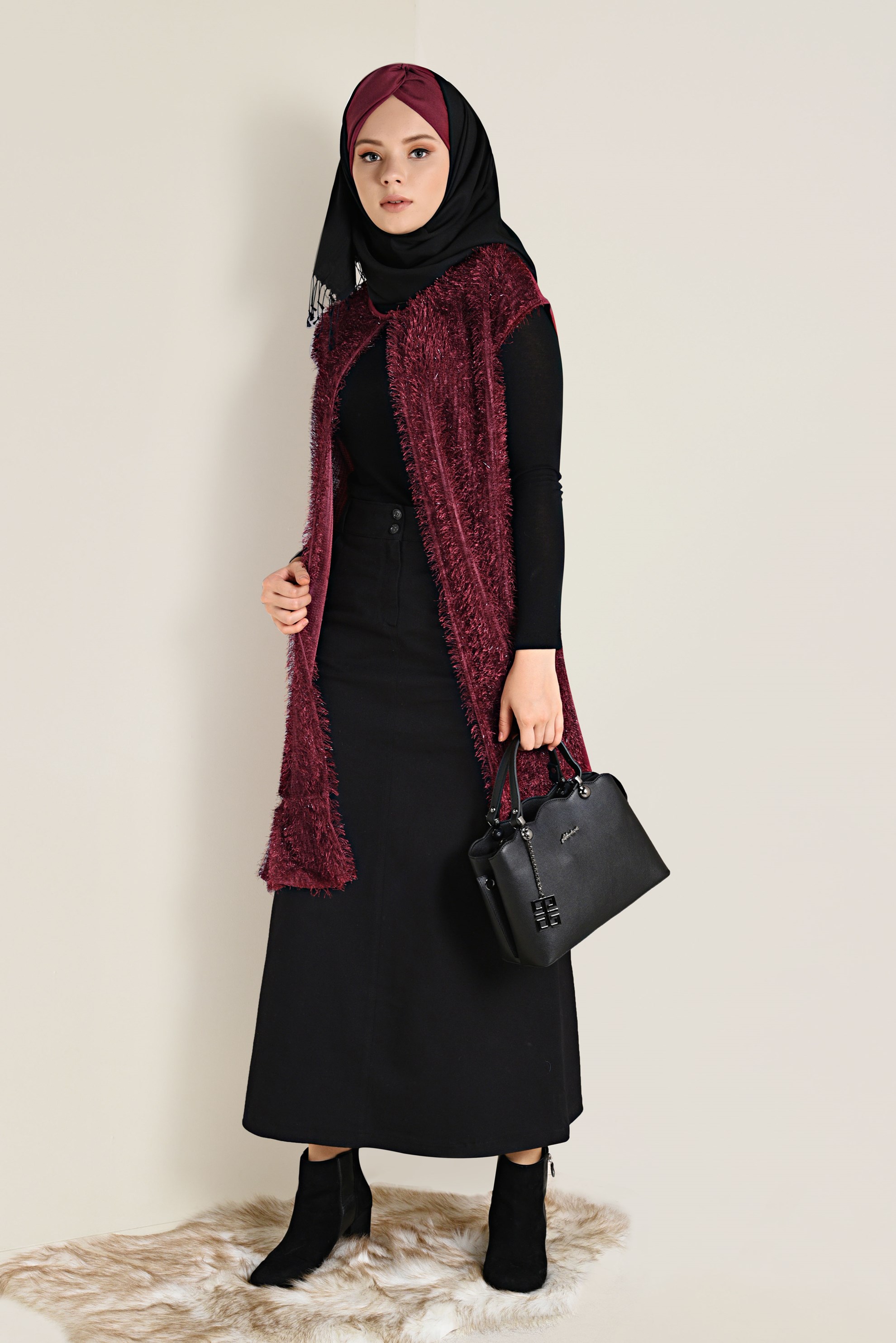 Tesettür giyim SİYAH PAMUKLU SPOR ETEK 6262