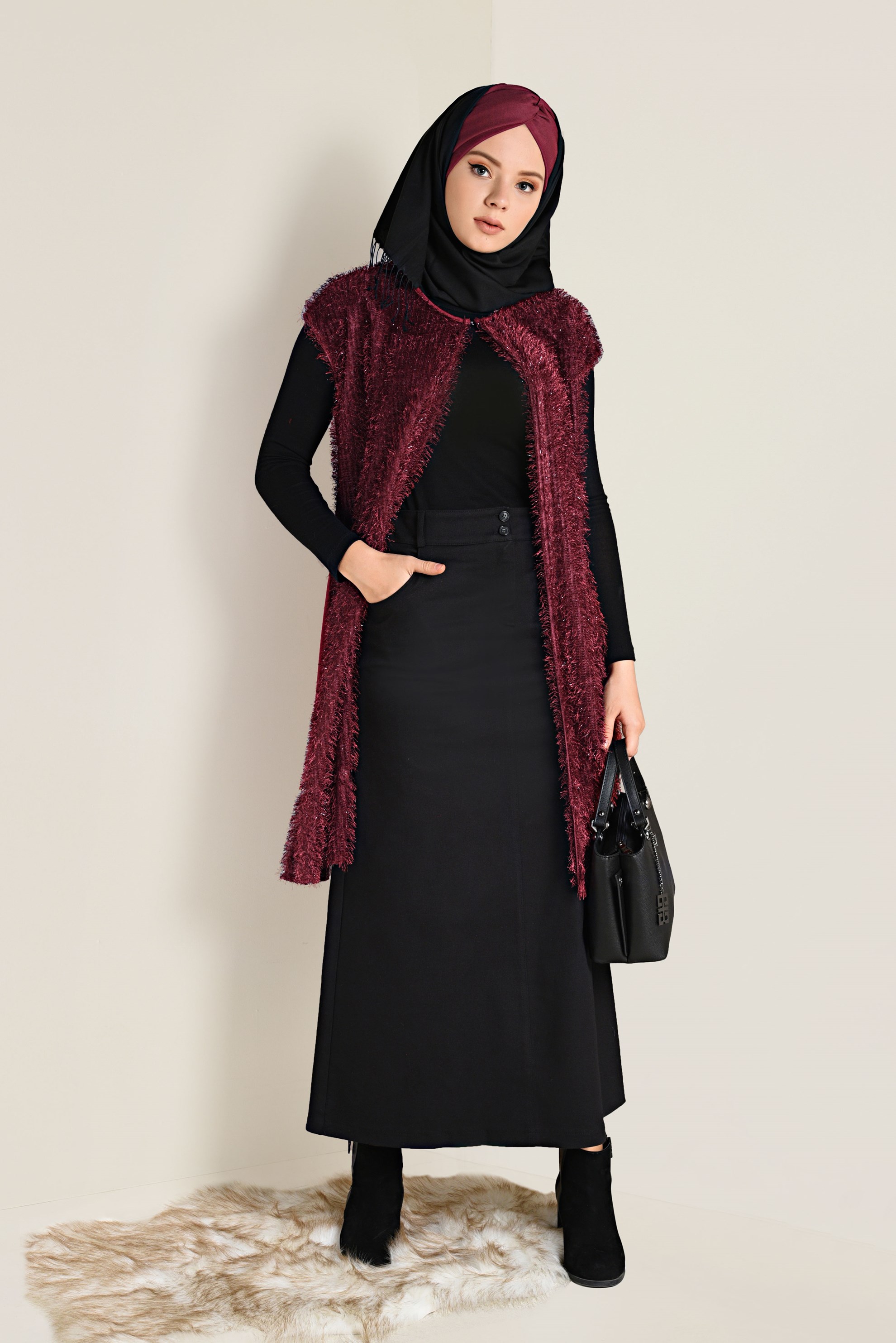 Tesettür giyim SİYAH PAMUKLU SPOR ETEK 6262