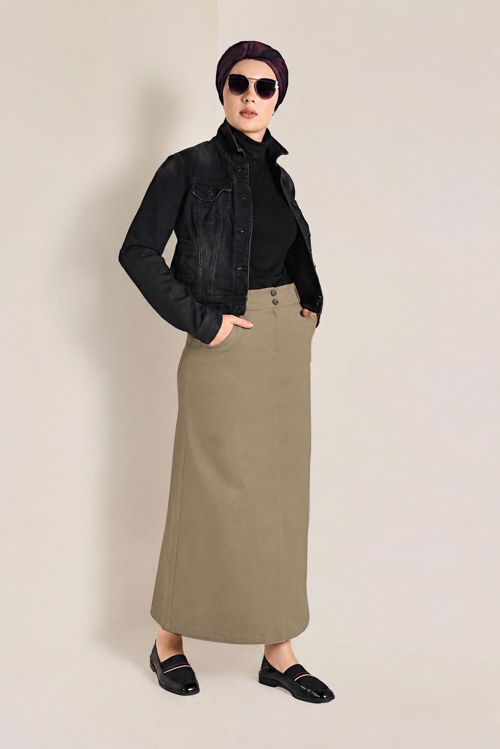 Vêtements hijab BEIGE JUPE EN COTON 6262