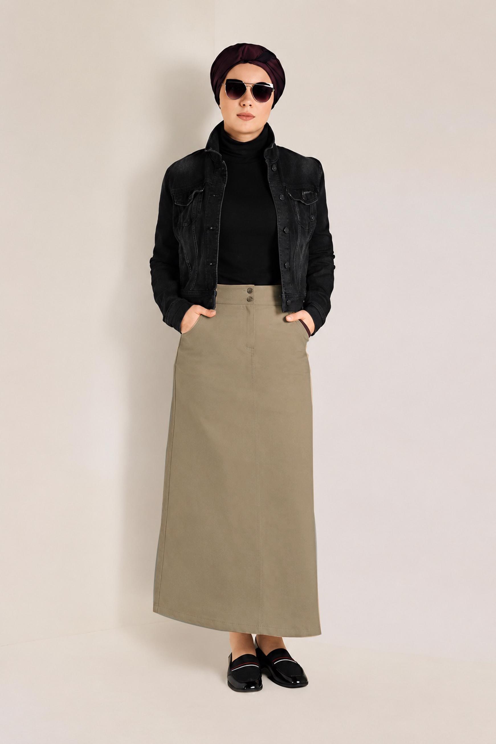 Vêtements hijab BEIGE JUPE EN COTON 6262