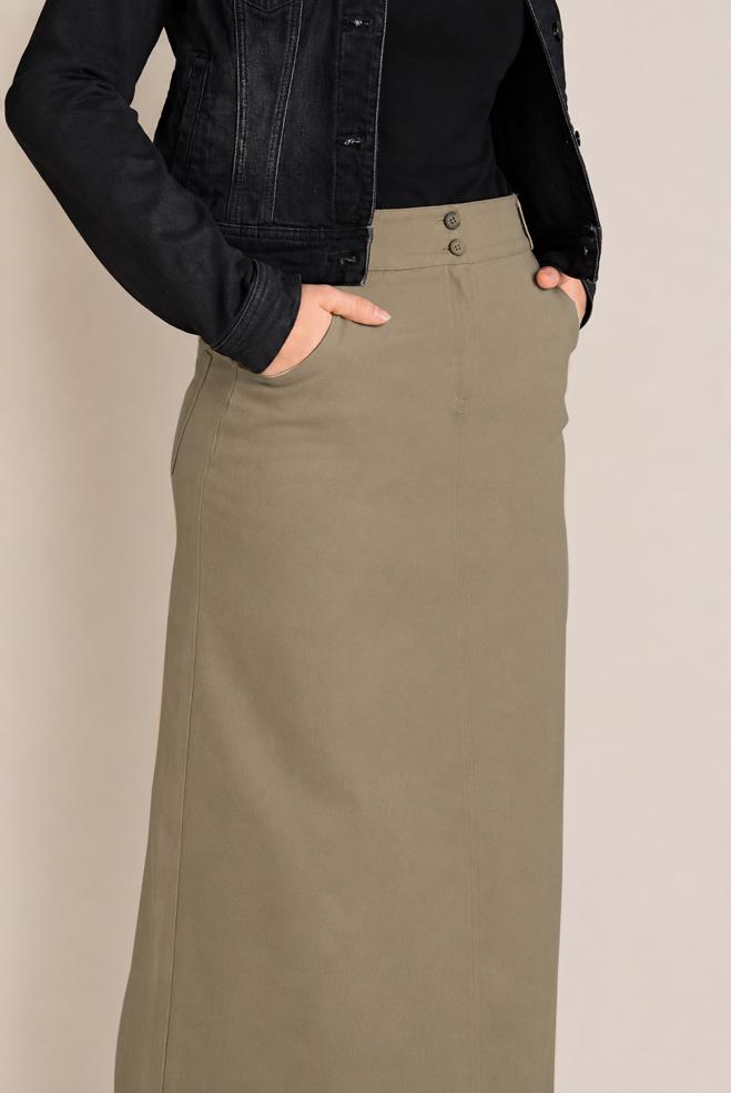 Vêtements hijab BEIGE JUPE EN COTON 6262 - ALVİNA