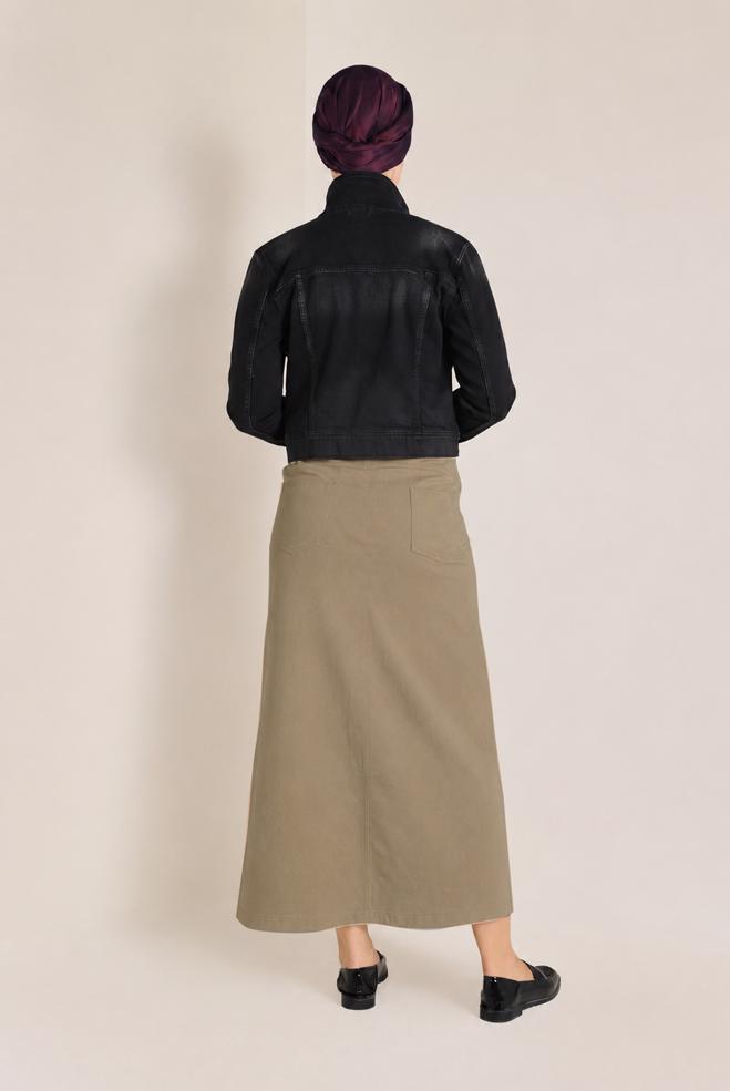 Vêtements hijab BEIGE JUPE EN COTON 6262 - ALVİNA