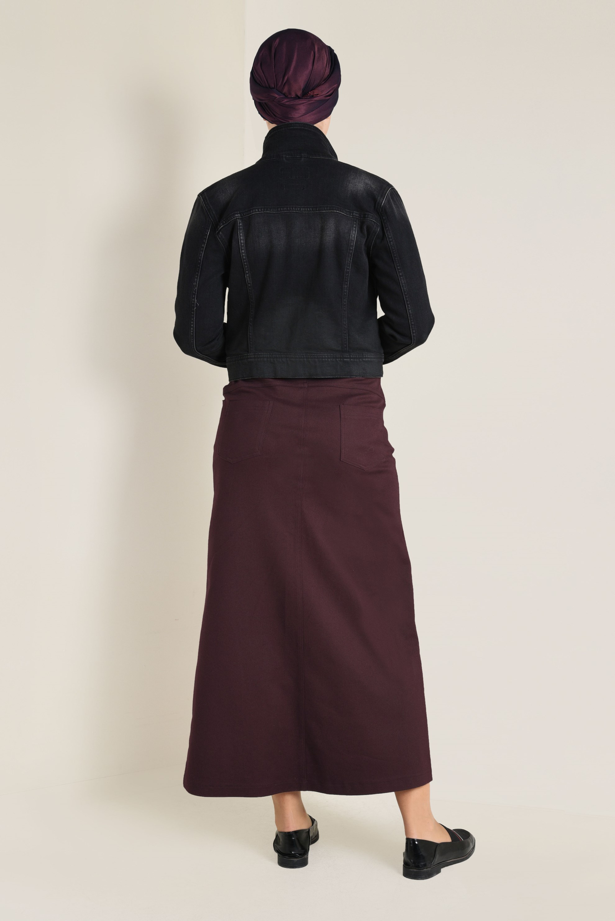 Tesettür giyim BORDO PAMUKLU SPOR ETEK 6262