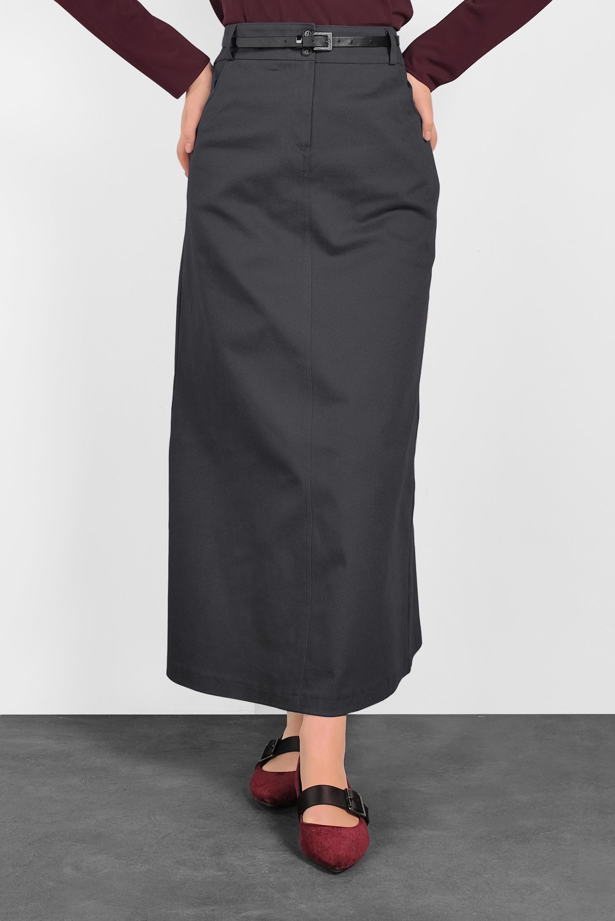 Tesettür giyim GRİ PAMUKLU SPOR ETEK 6262