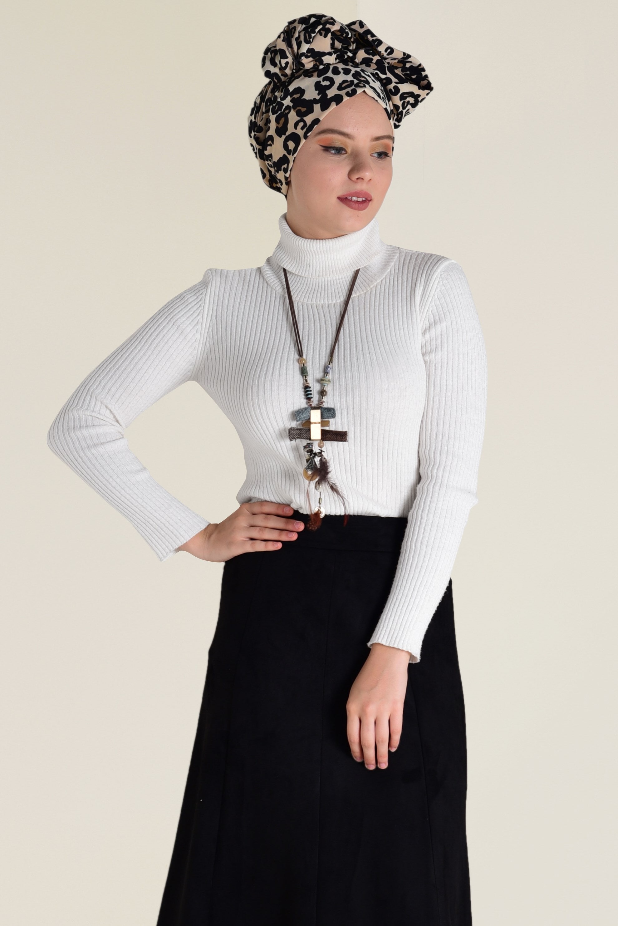 Tesettür giyim SİYAH SÜET ÇAN ETEK 6265