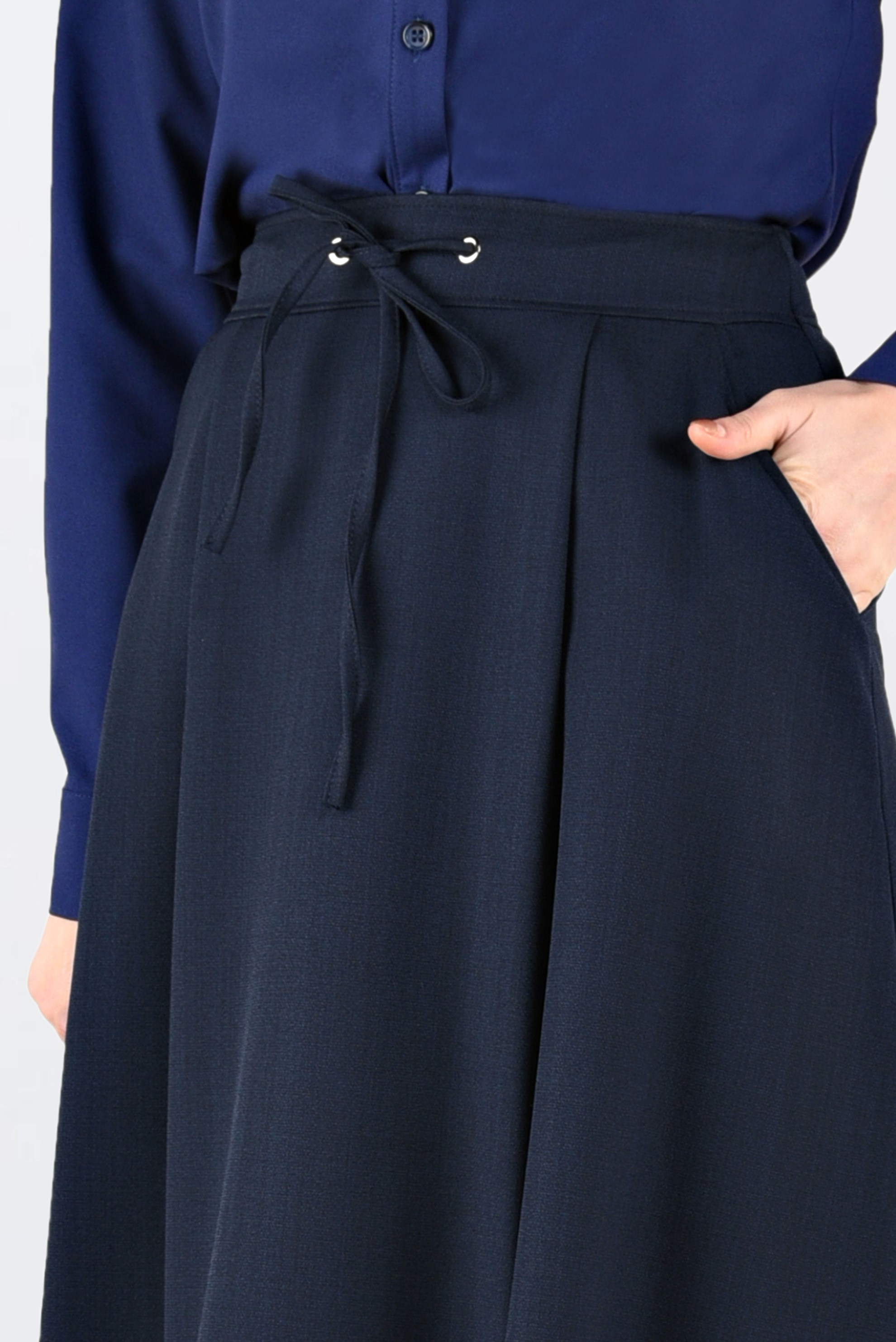 Tesettür giyim LACİVERT BAĞCIK DETAYLI A KESİM ETEK 6266