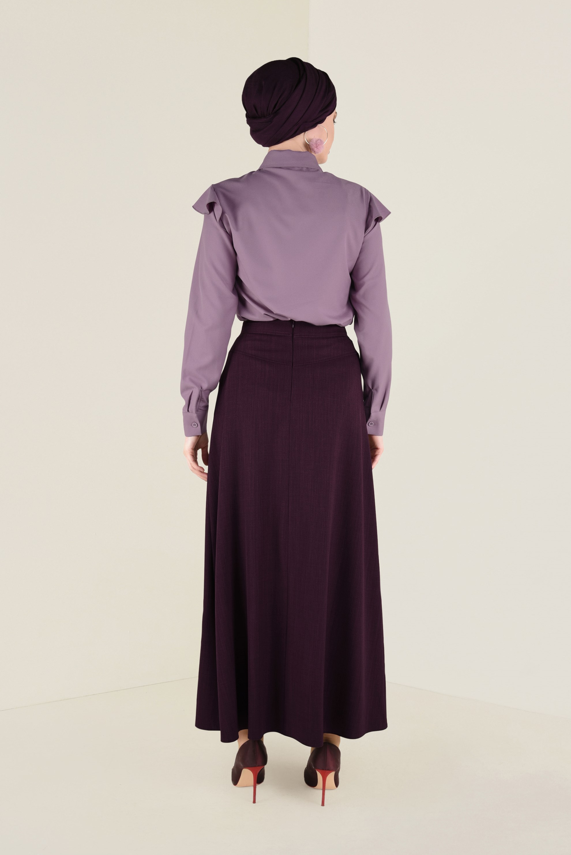 Tesettür giyim MÜRDÜM BAĞCIK DETAYLI A KESİM ETEK 6266