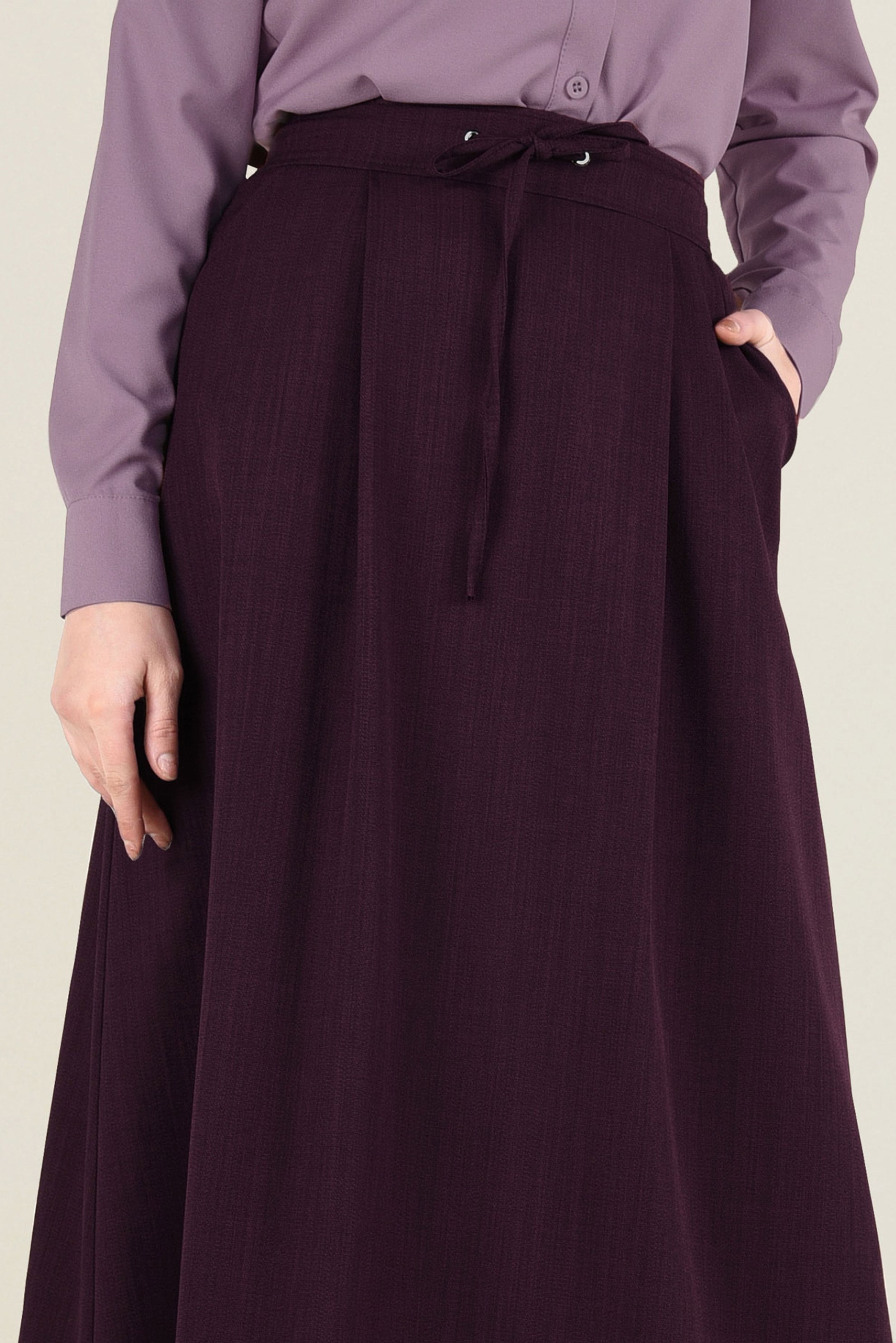 Tesettür giyim MÜRDÜM BAĞCIK DETAYLI A KESİM ETEK 6266