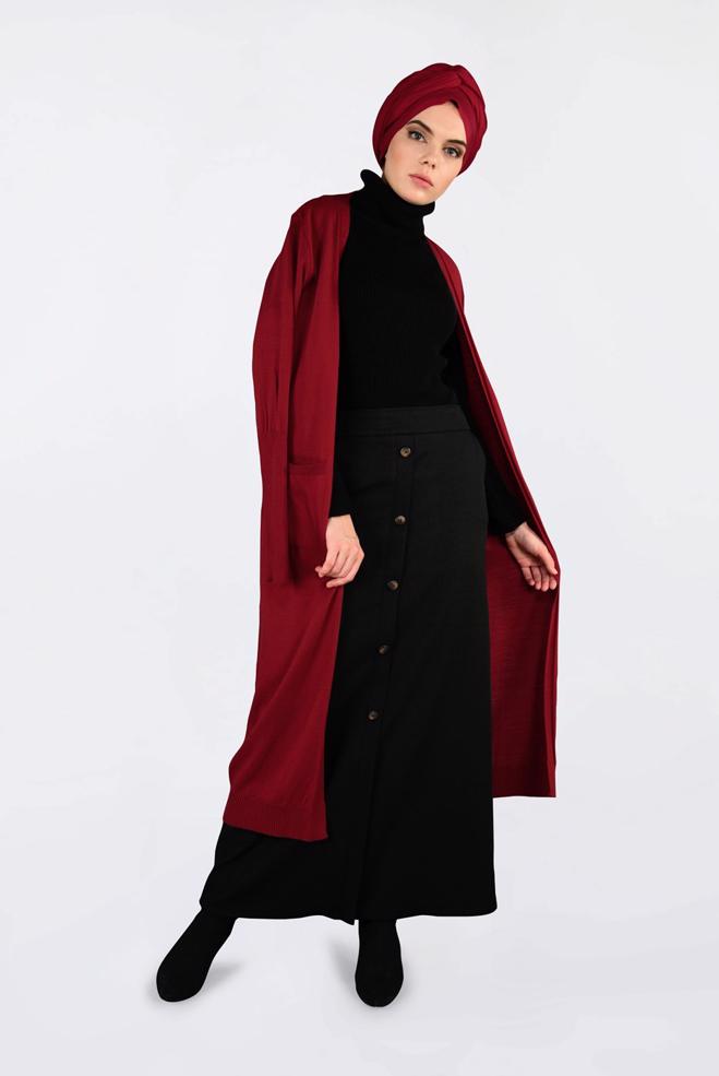 Tesettür giyim  DÜĞME DETAYLI ETEK 6267 - ALVİNA