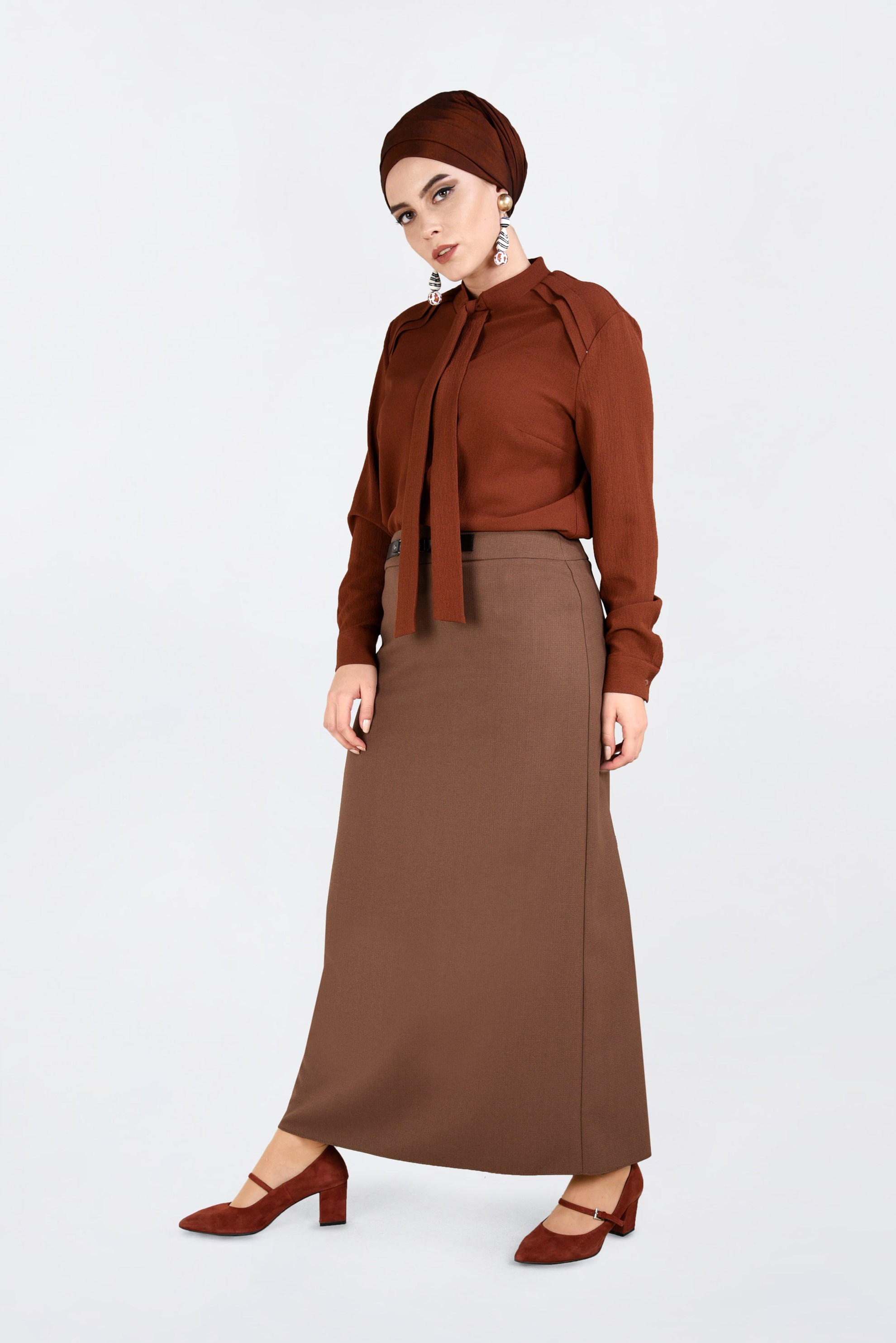 Hijab clothing TABA CHAIN DETAILED SKIRT WITH SLIT 6271