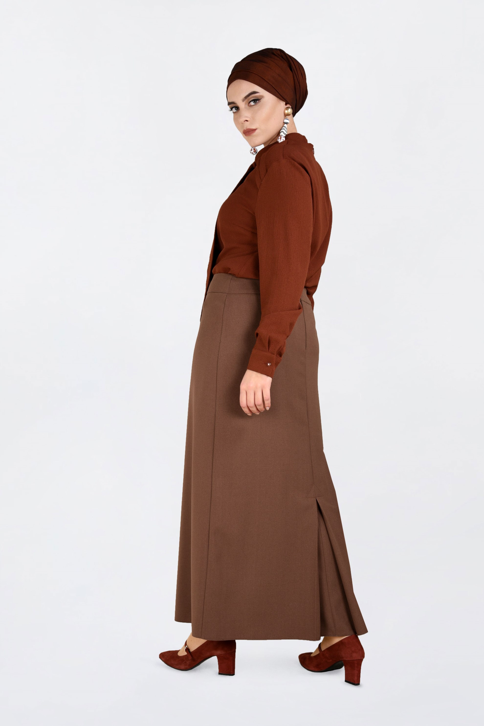 Hijab clothing TABA CHAIN DETAILED SKIRT WITH SLIT 6271