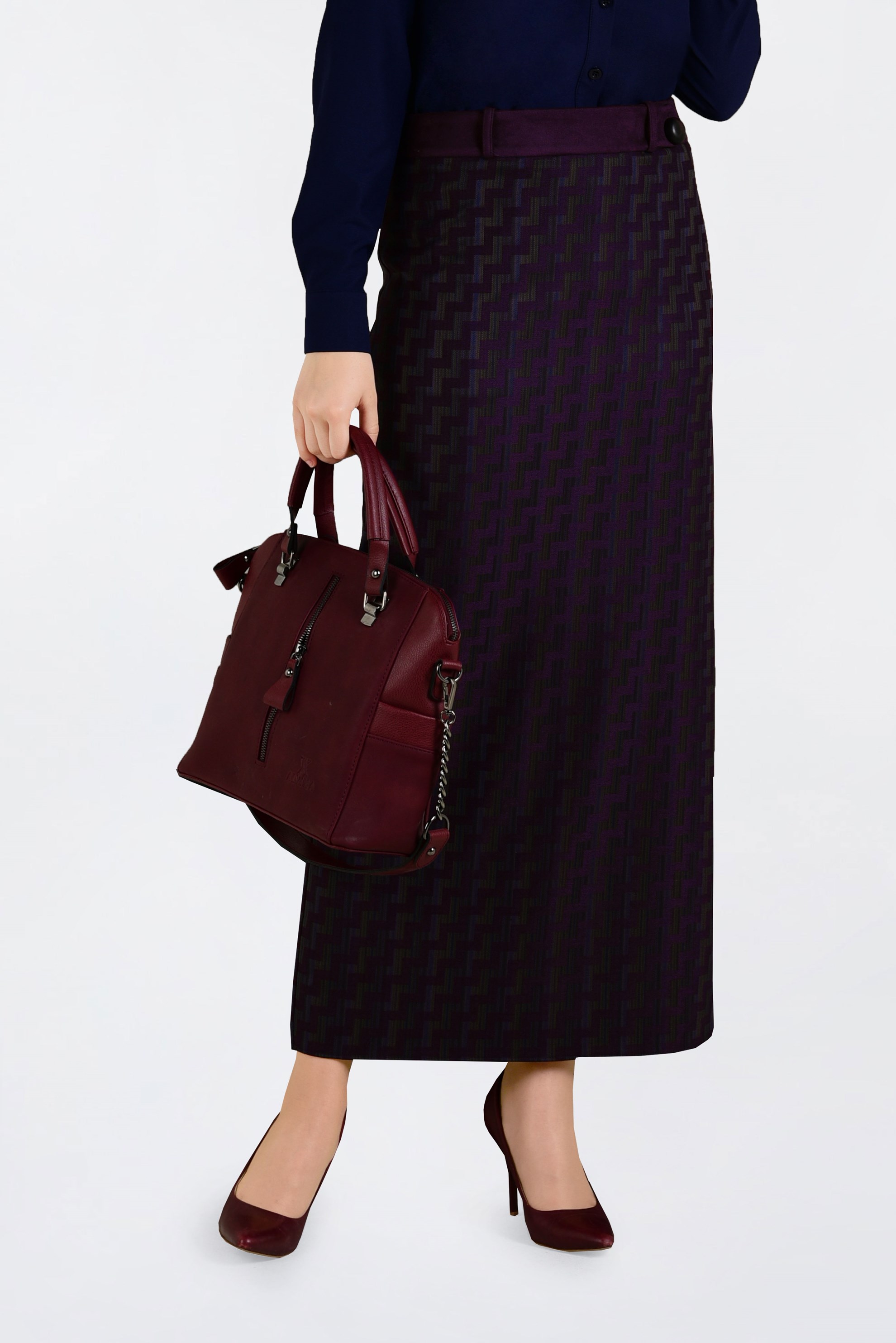 Tesettür giyim MÜRDÜM DESENLİ KALEM ETEK 6280