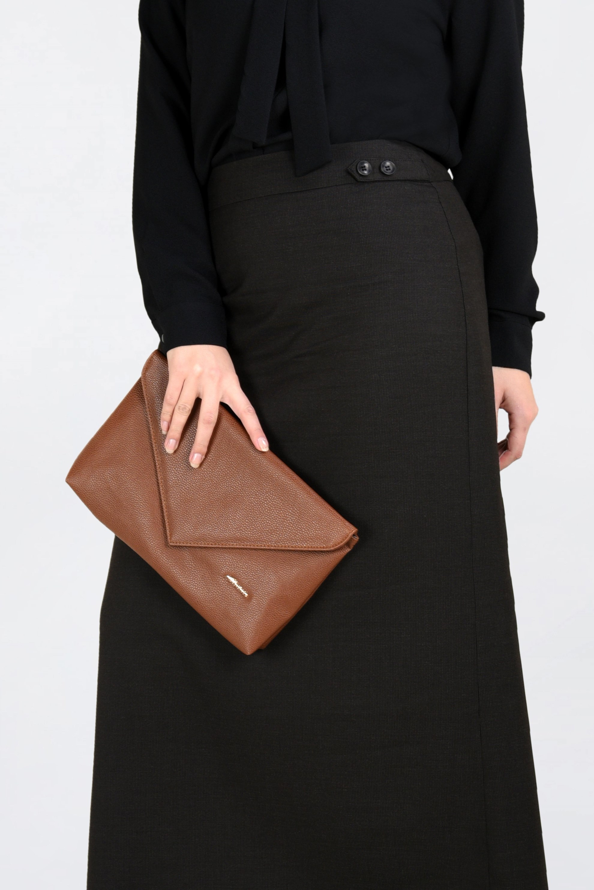 Vêtements hijab BRUN JUPE À BOUTONNÉE AVEC FENTE 6283 