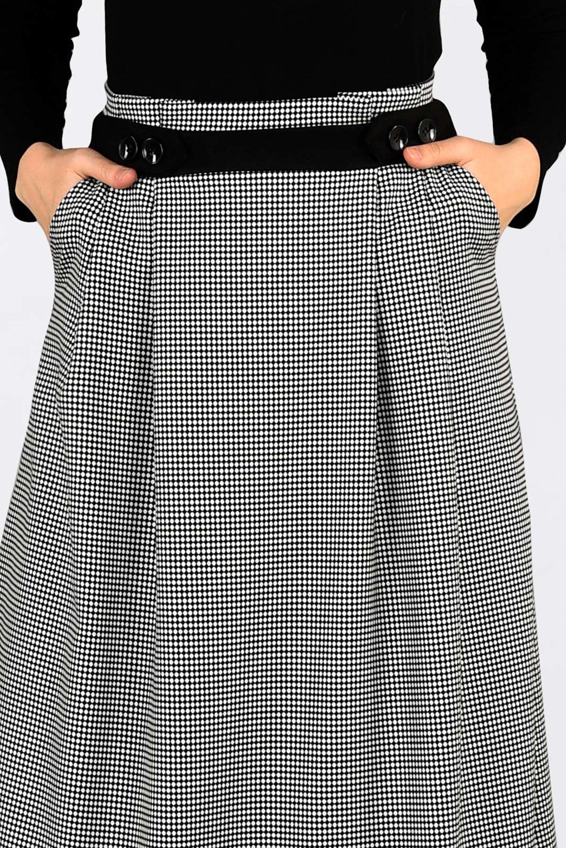 Tesettür giyim SİYAH DÜĞME DETAYLI PİLELİ ETEK 6286