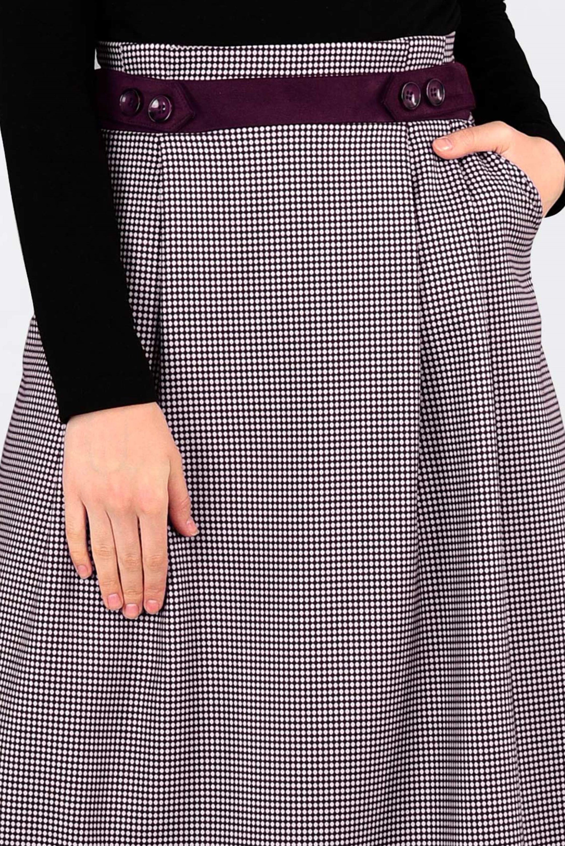 Tesettür giyim BORDO DÜĞME DETAYLI PİLELİ ETEK 6286