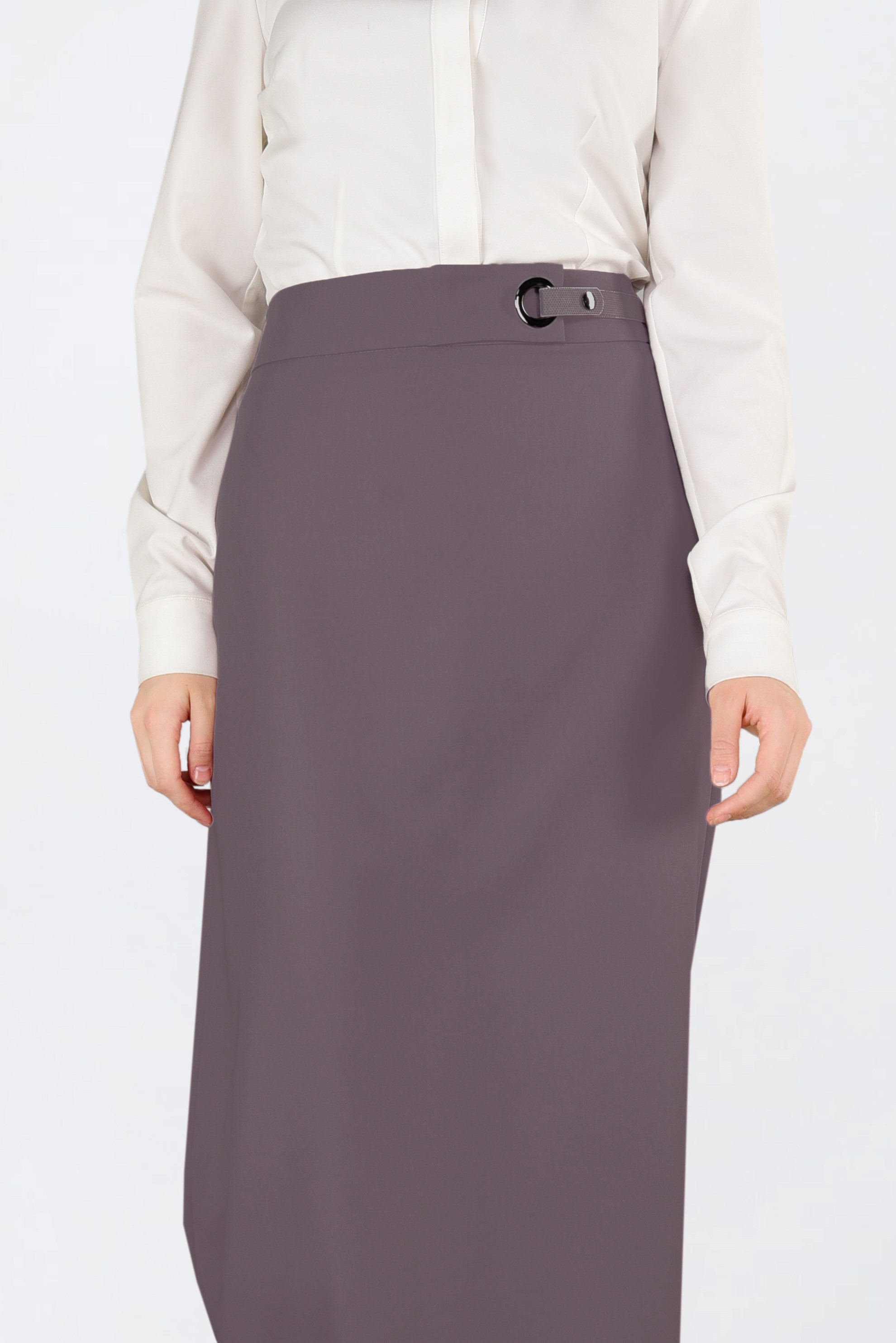 Tesettür giyim PEMBE KUŞ GÖZÜ DETAYLI GİZLİ YIRTMAÇLI ETEK 6288