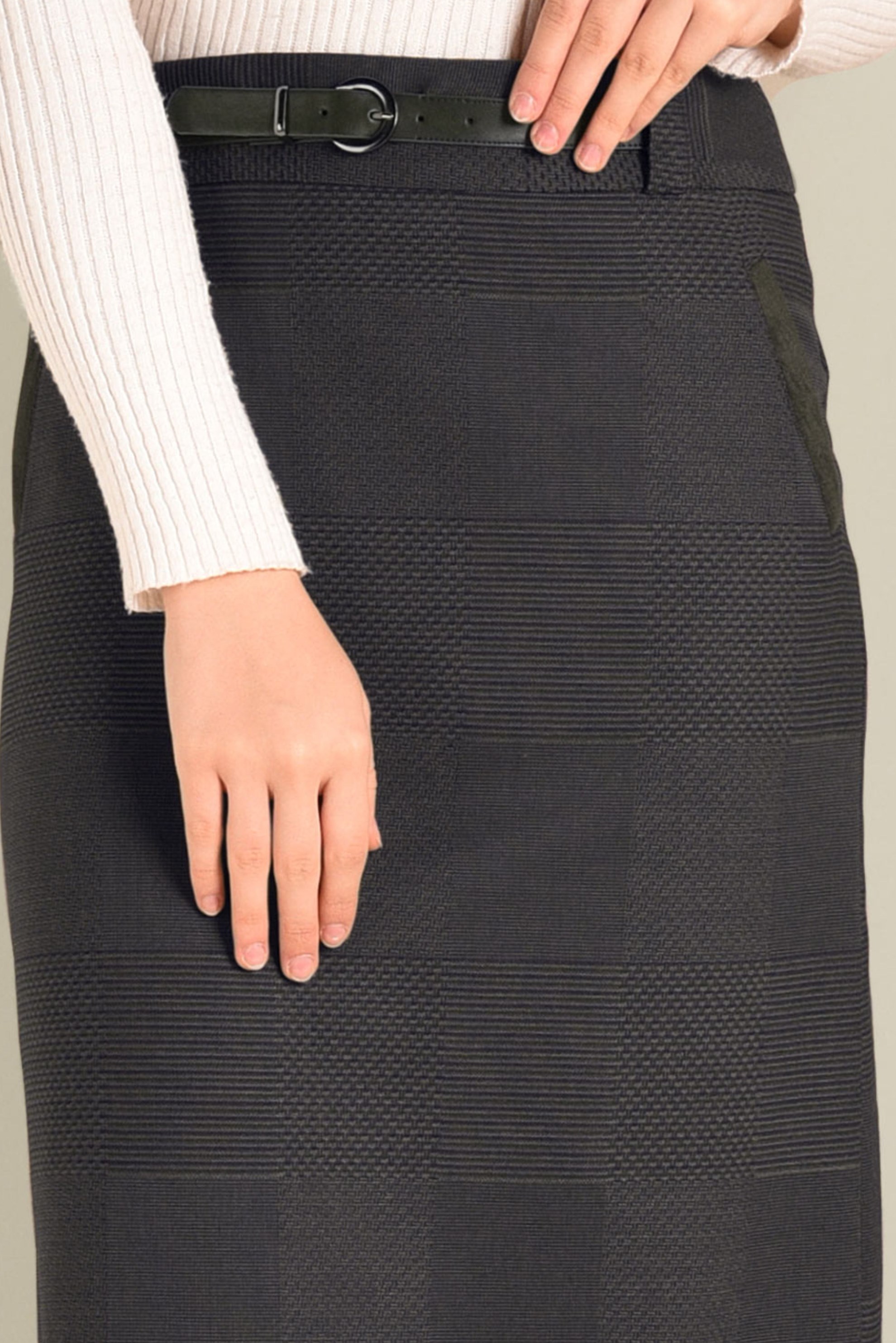 Tesettür giyim VİZON DESENLİ KALEM ETEK 6289