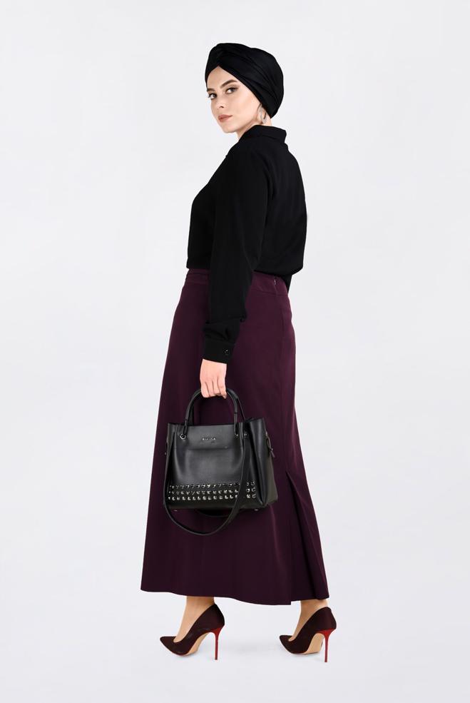 Tesettür giyim BORDO PUL DETAYLI ETEK 6290 - ALVİNA