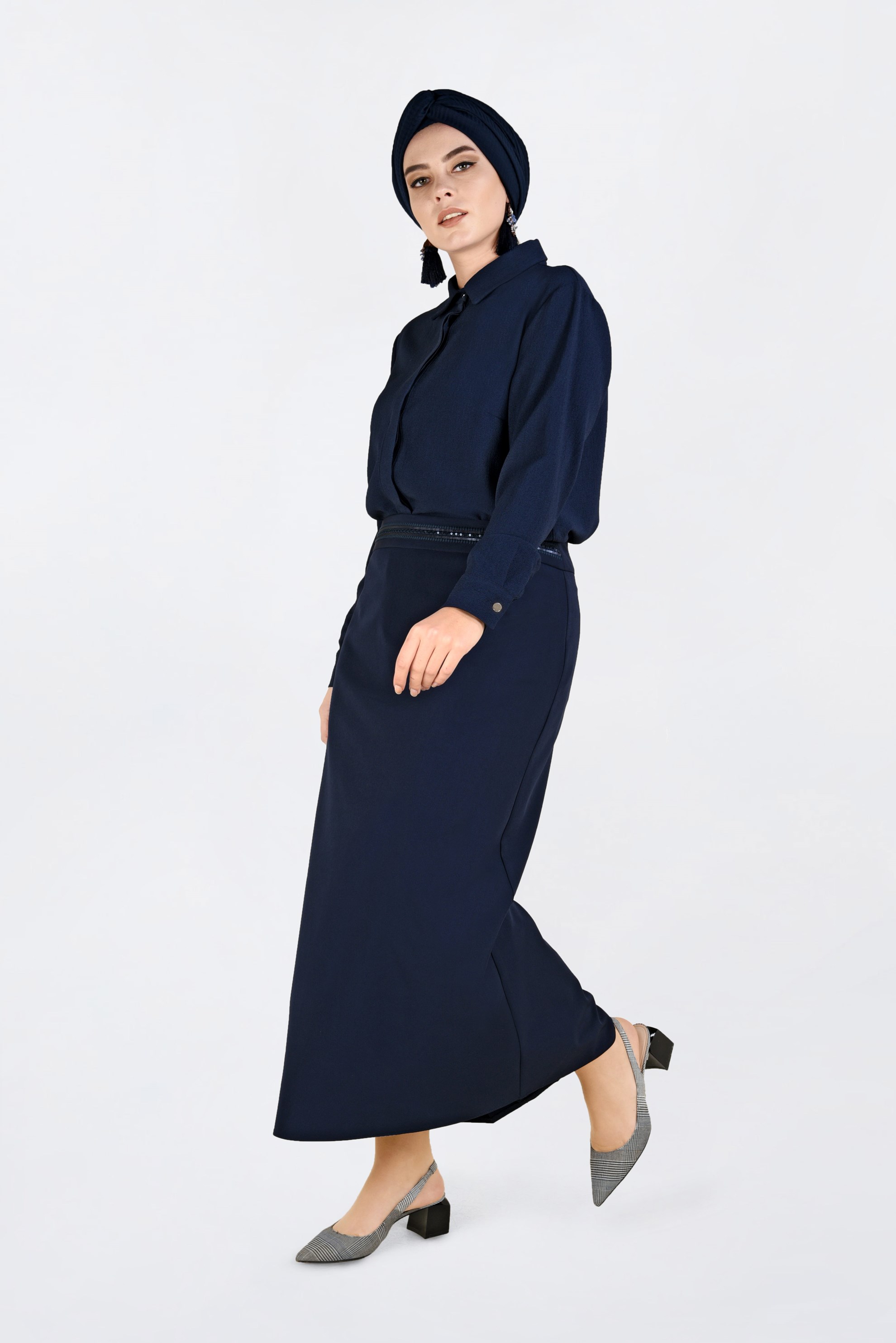 Vêtements hijab BLEU MARINE JUPE À SEQUINS 6290 