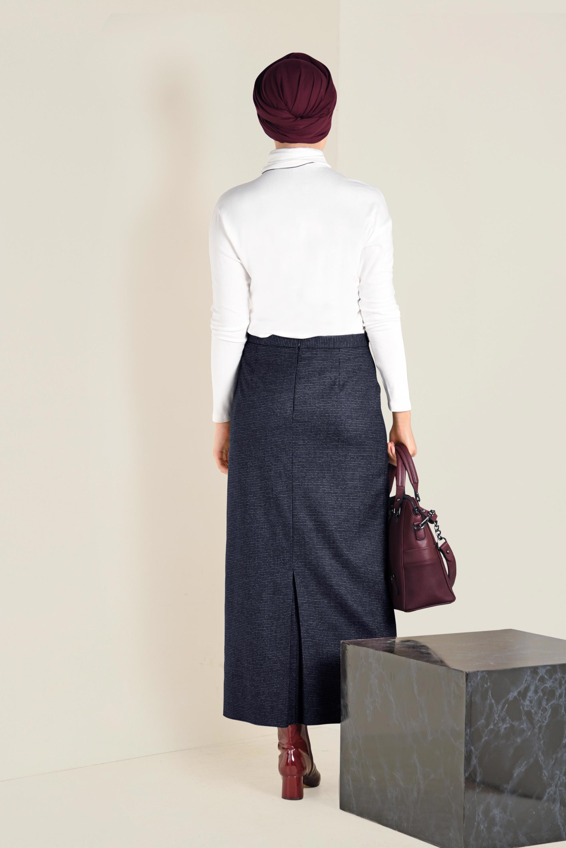 Tesettür giyim LACİVERT GİZLİ YIRTMAÇLI ETEK 6291