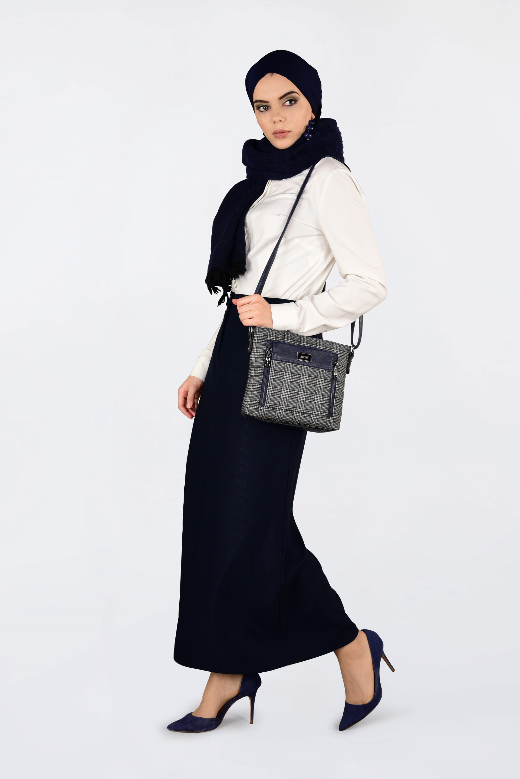 Tesettür giyim LACİVERT CEP DETAYLI KLASİK ETEK 6292