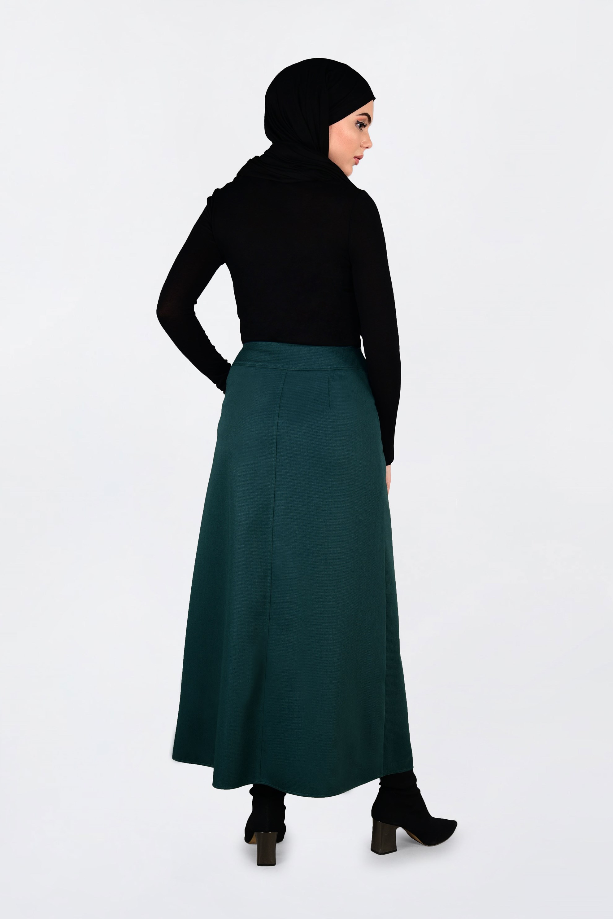 Tesettür giyim MAVİ CEP DETAYLI KLASİK ETEK 6292