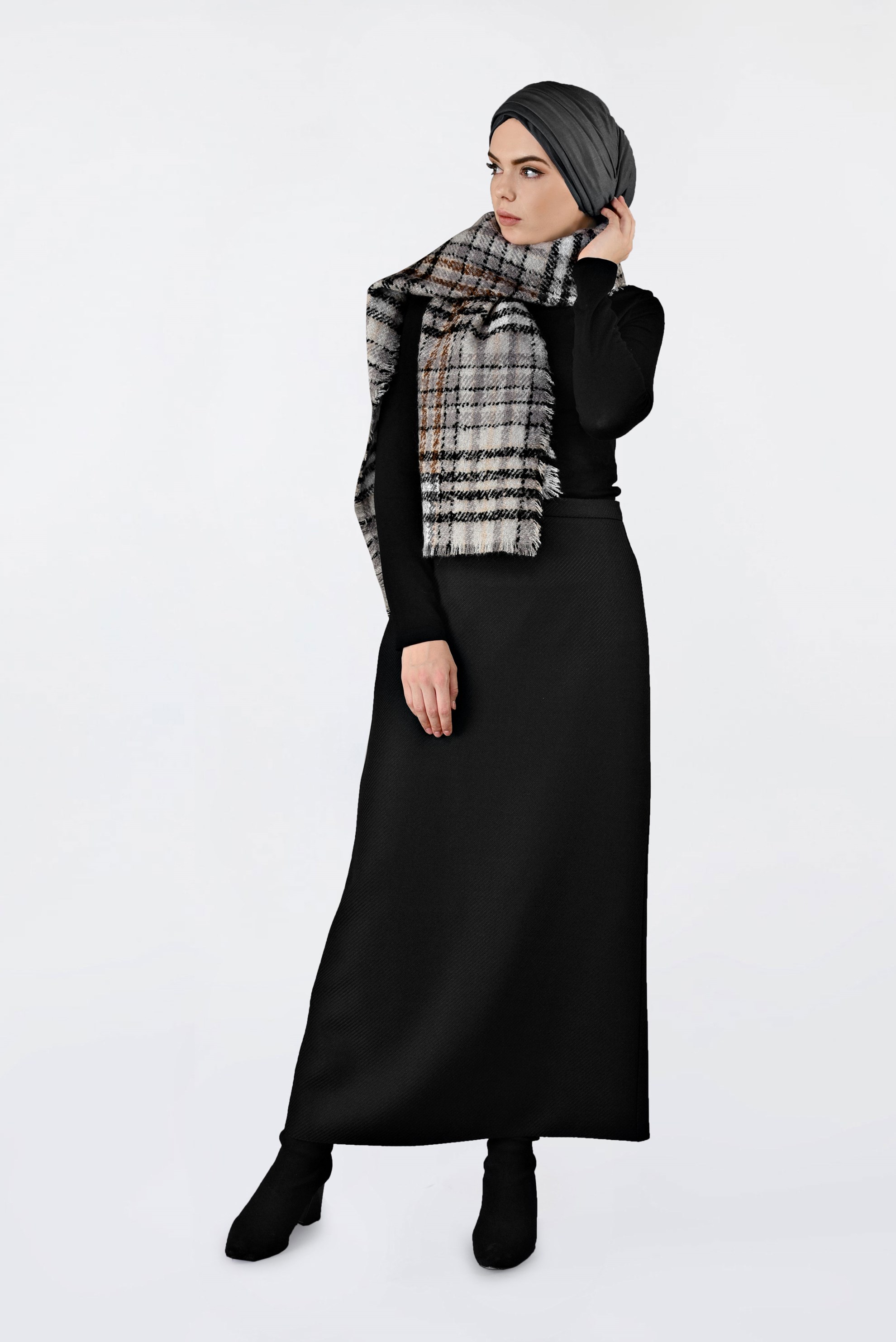 Tesettür giyim SİYAH FERMUARLI KLASİK KALEM ETEK 6298 
