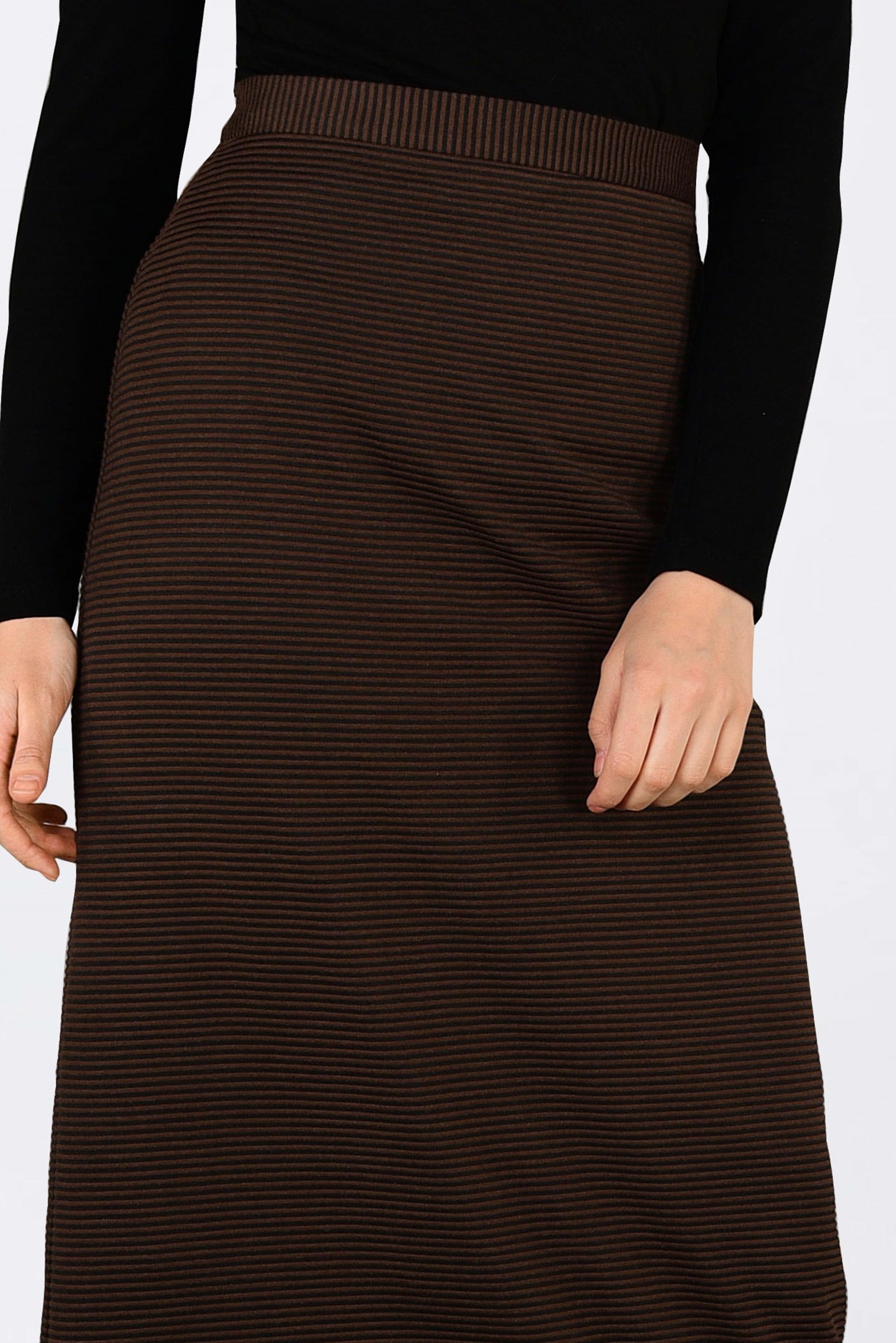 Tesettür giyim TURUNCU FİTİLLİ FERMUARLI ETEK 6300 