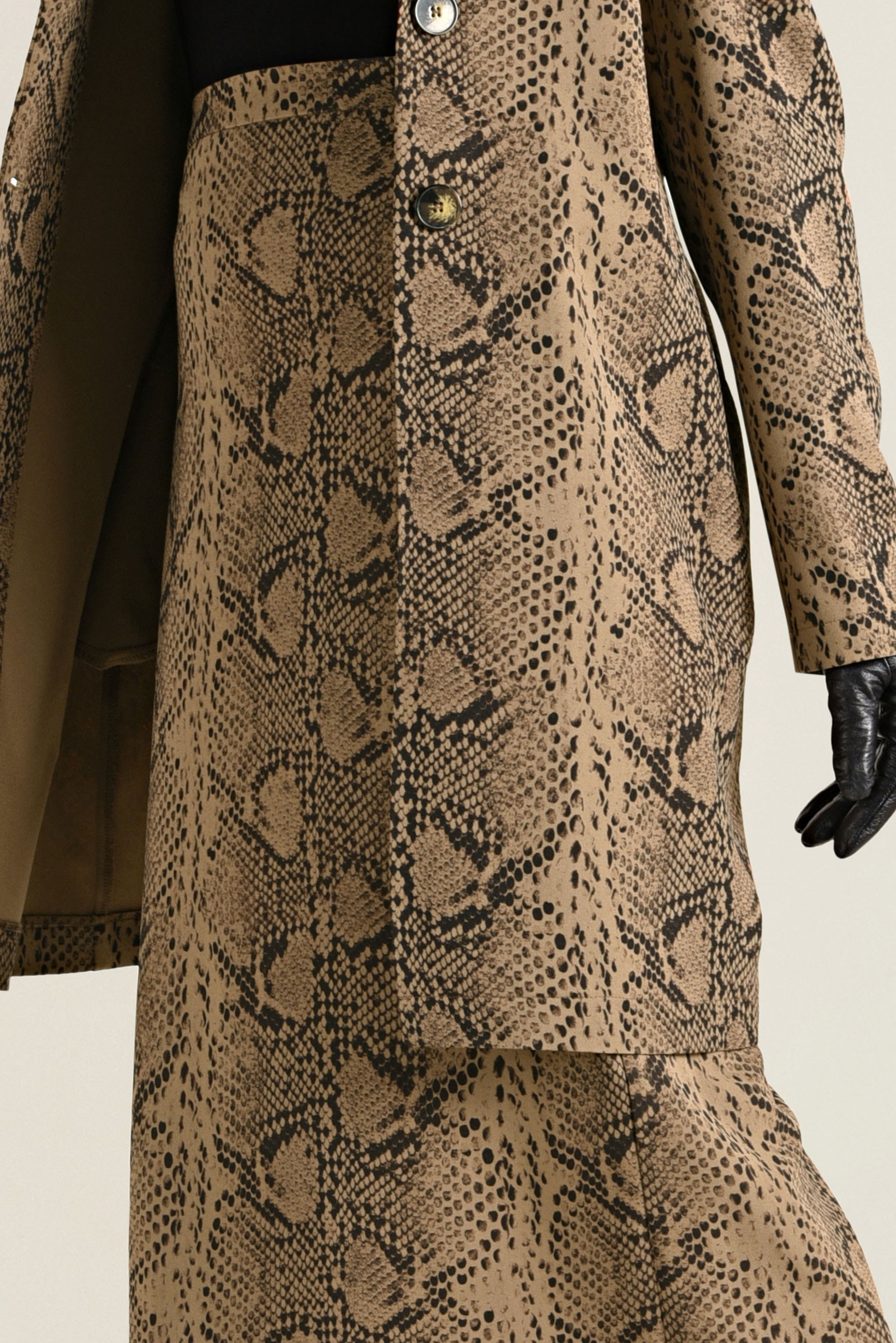 Tesettür giyim KAHVE YILAN DERİSİ DESENLİ KALEM ETEK 6294-1