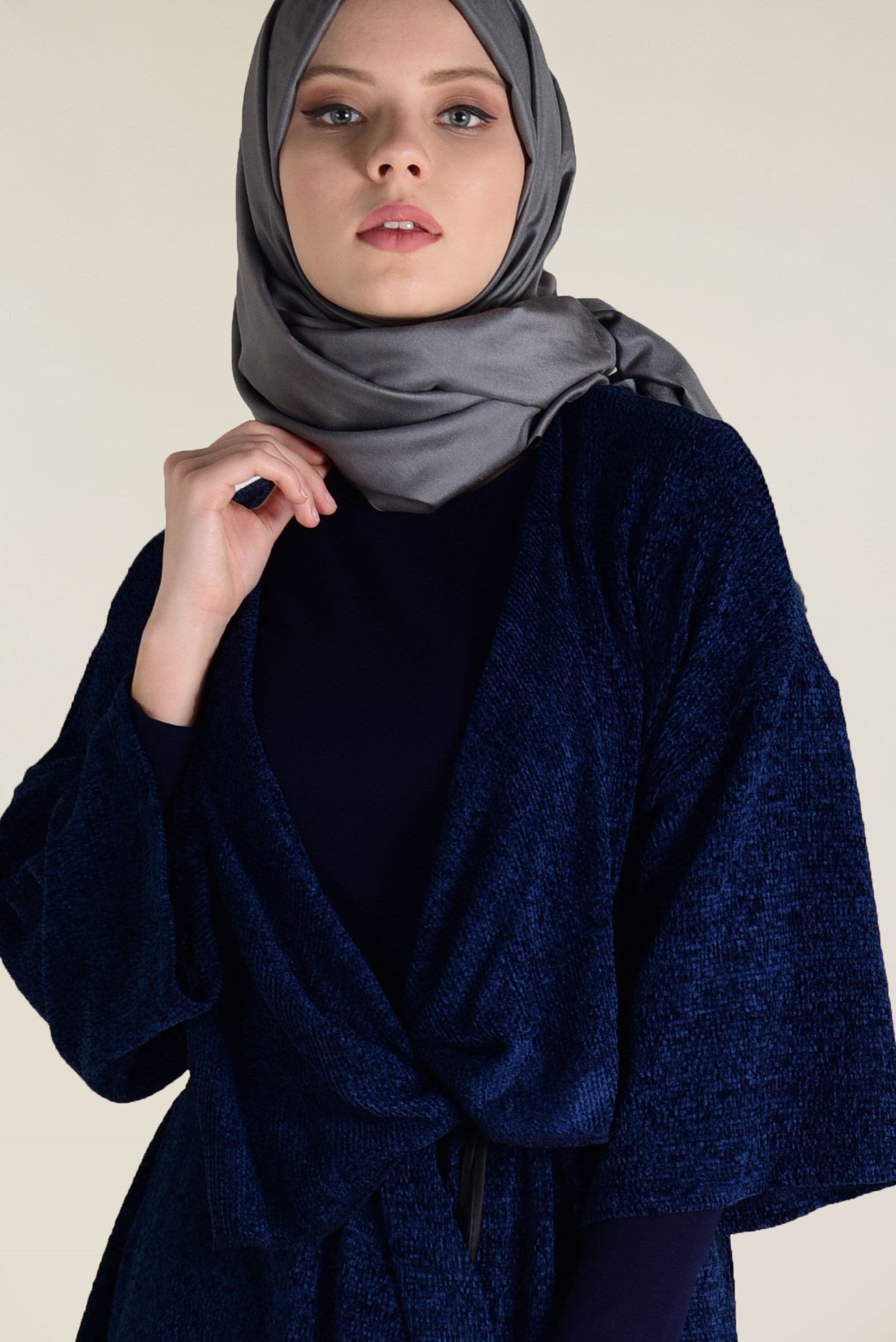 Tesettür giyim LACİVERT SALAŞ TRİKO HIRKA 4657