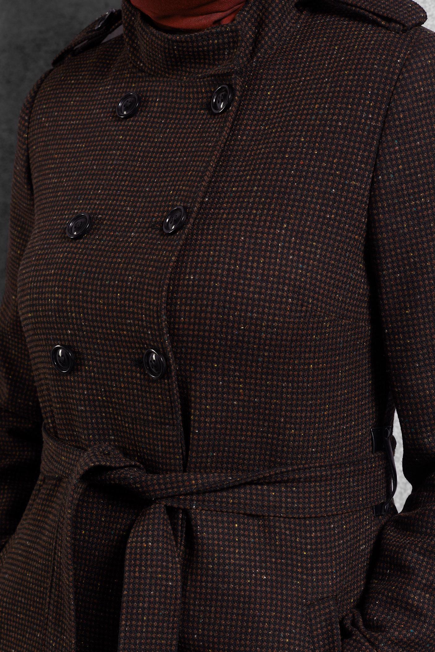 Tesettür giyim BORDO DİK YAKA KABAN 9832