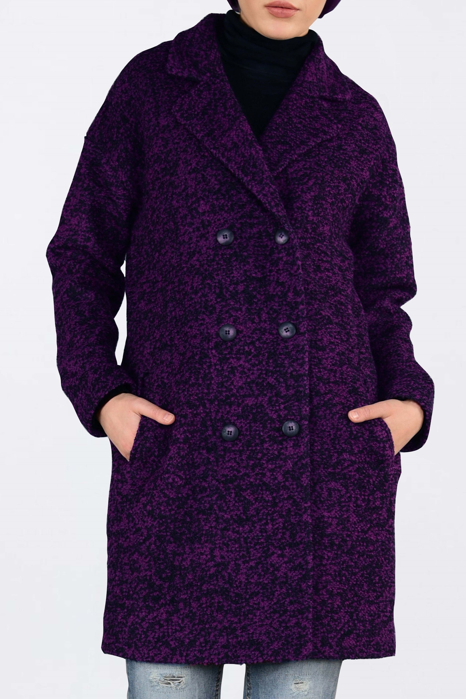 Tesettür giyim FUŞYA KRUVAZE KEÇE KABAN 9833