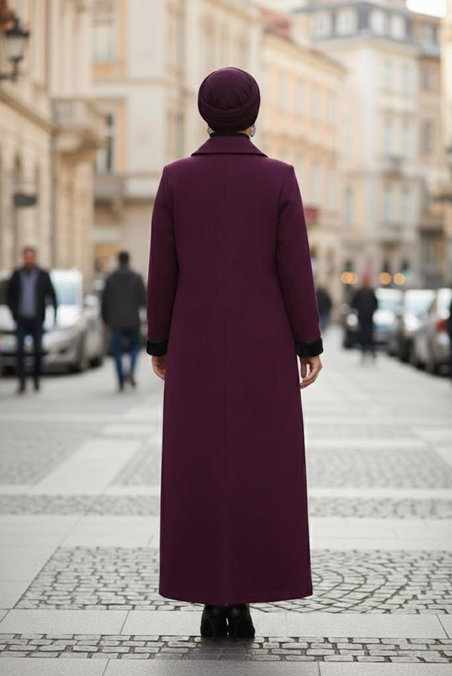 Hijab clothing DAMSON BUTTONED AND LEATHER DETAILED WALKER COAT 9807  - ALVİNA
