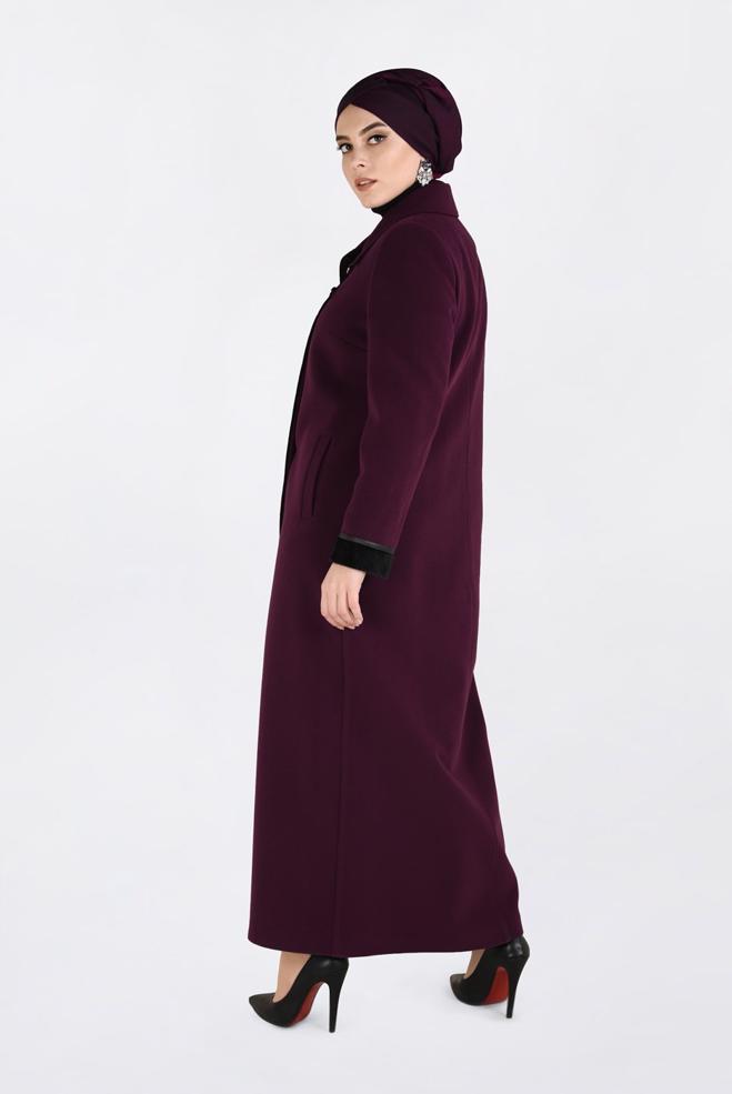 Hijab clothing DAMSON BUTTONED AND LEATHER DETAILED WALKER COAT 9807  - ALVİNA