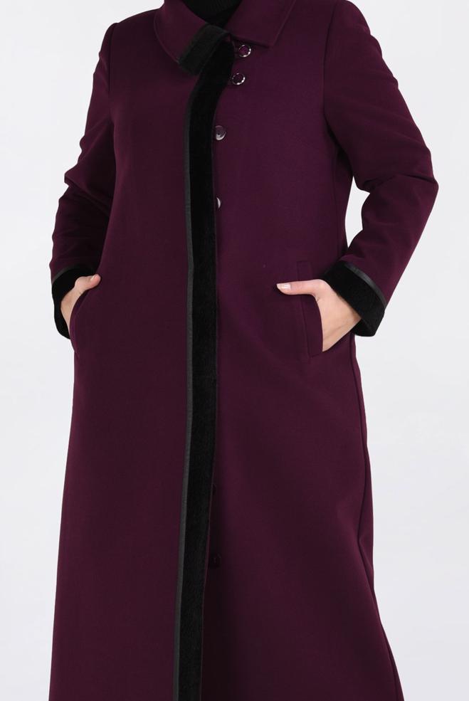 Hijab clothing DAMSON BUTTONED AND LEATHER DETAILED WALKER COAT 9807  - ALVİNA