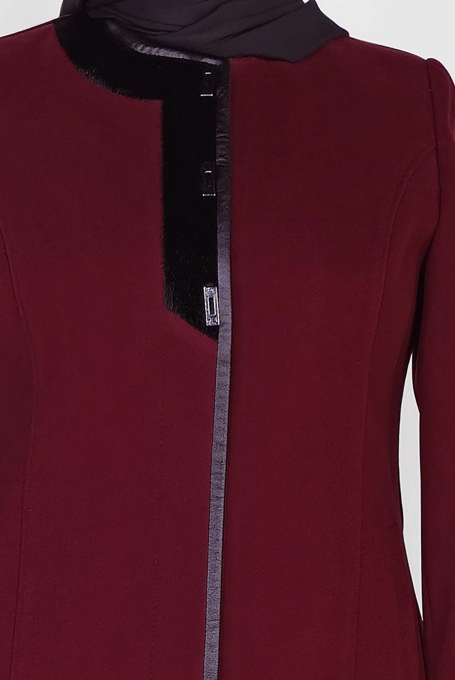 Hijab clothing CLARET RED CREW-NECK WALKER COAT 9811 - ALVİNA