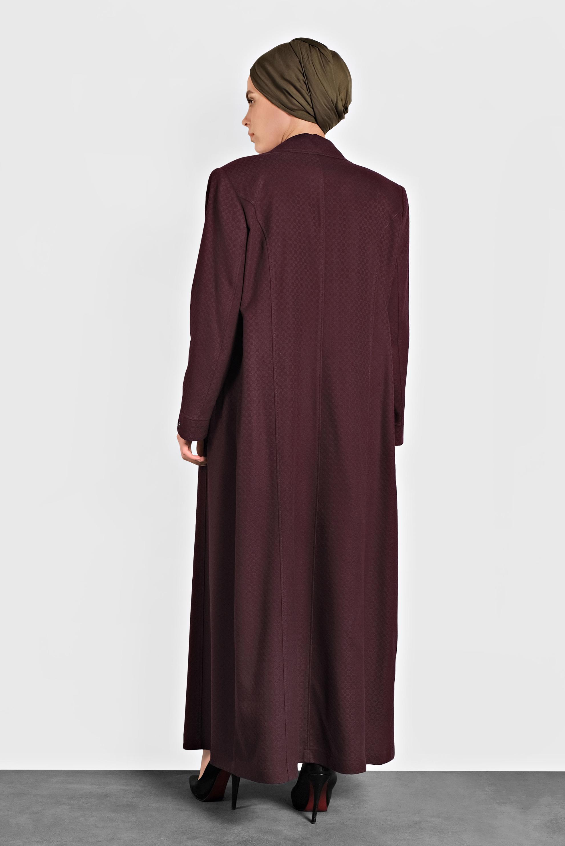 Tesettür giyim MÜRDÜM DÜĞMELİ KAŞE MANTO 9836