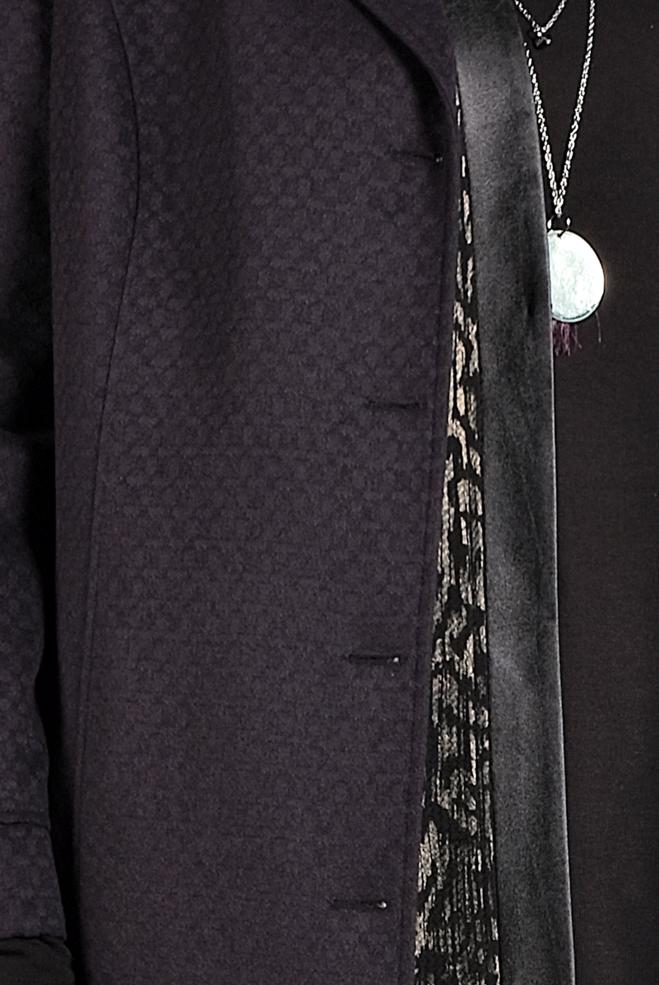 Hijab clothing NAVY BLUE BUTTONED WALKER COAT 9836 - ALVİNA