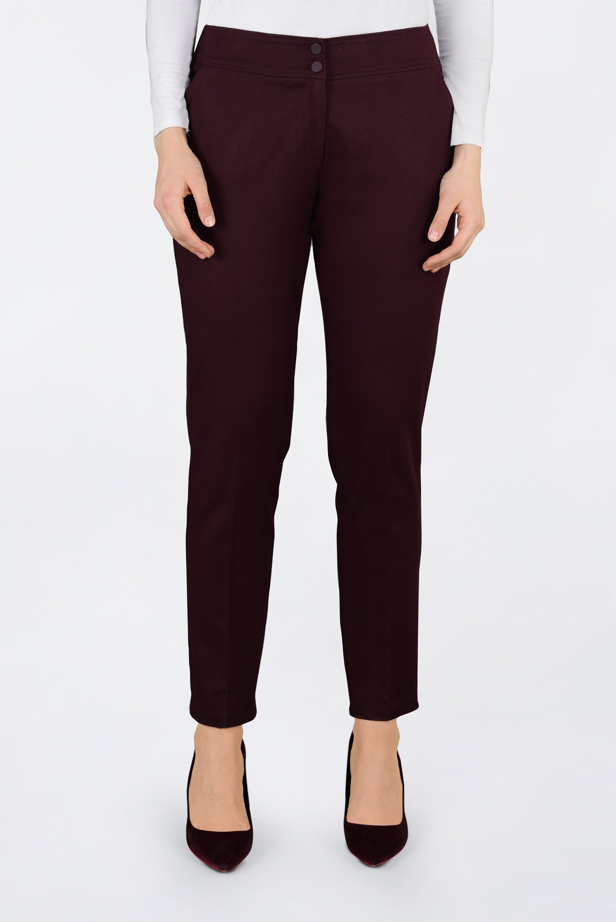 Tesettür giyim BORDO DAR PAÇA FERMUARLI PANTOLON 7403