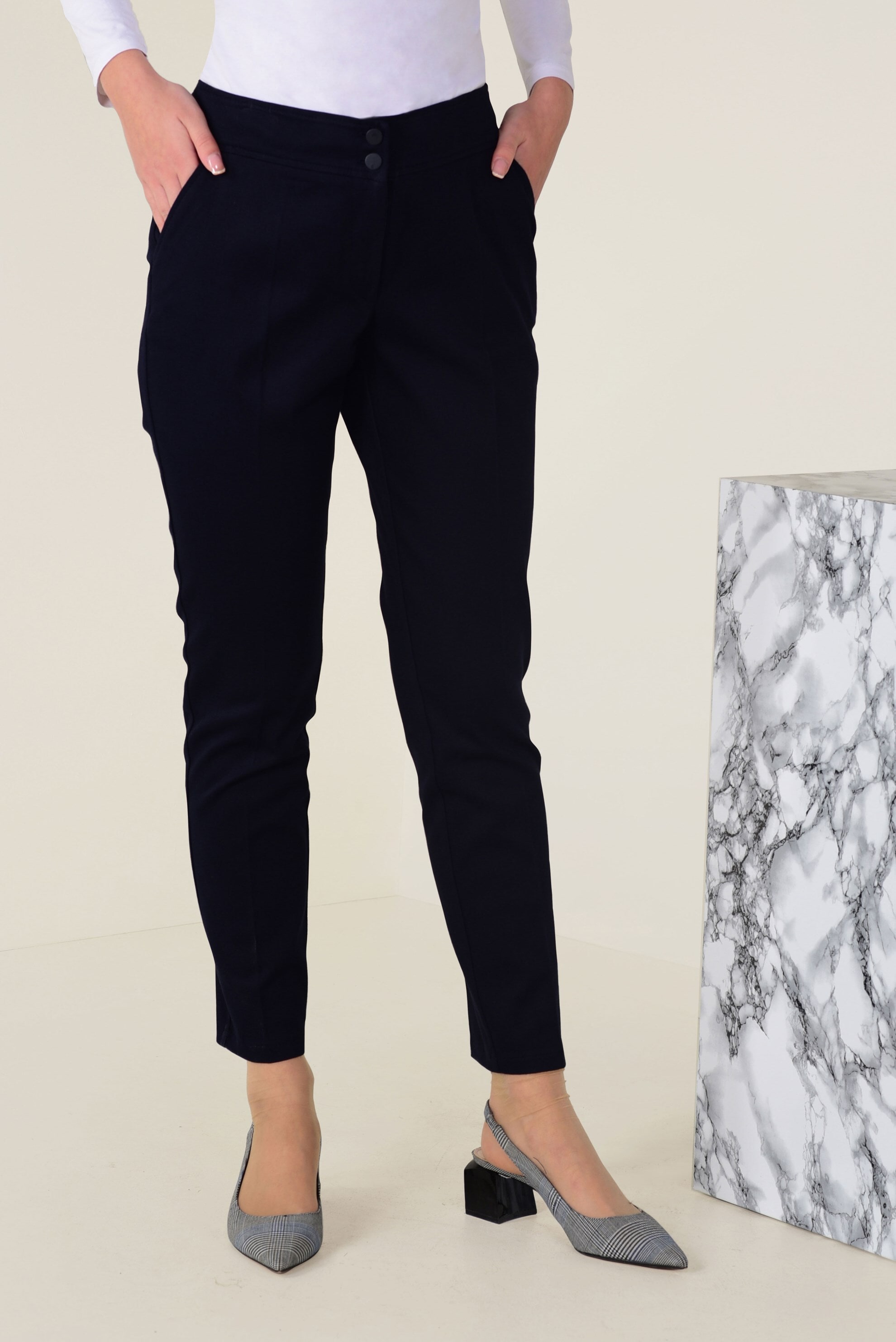 Tesettür giyim LACİVERT DAR PAÇA FERMUARLI PANTOLON 7403