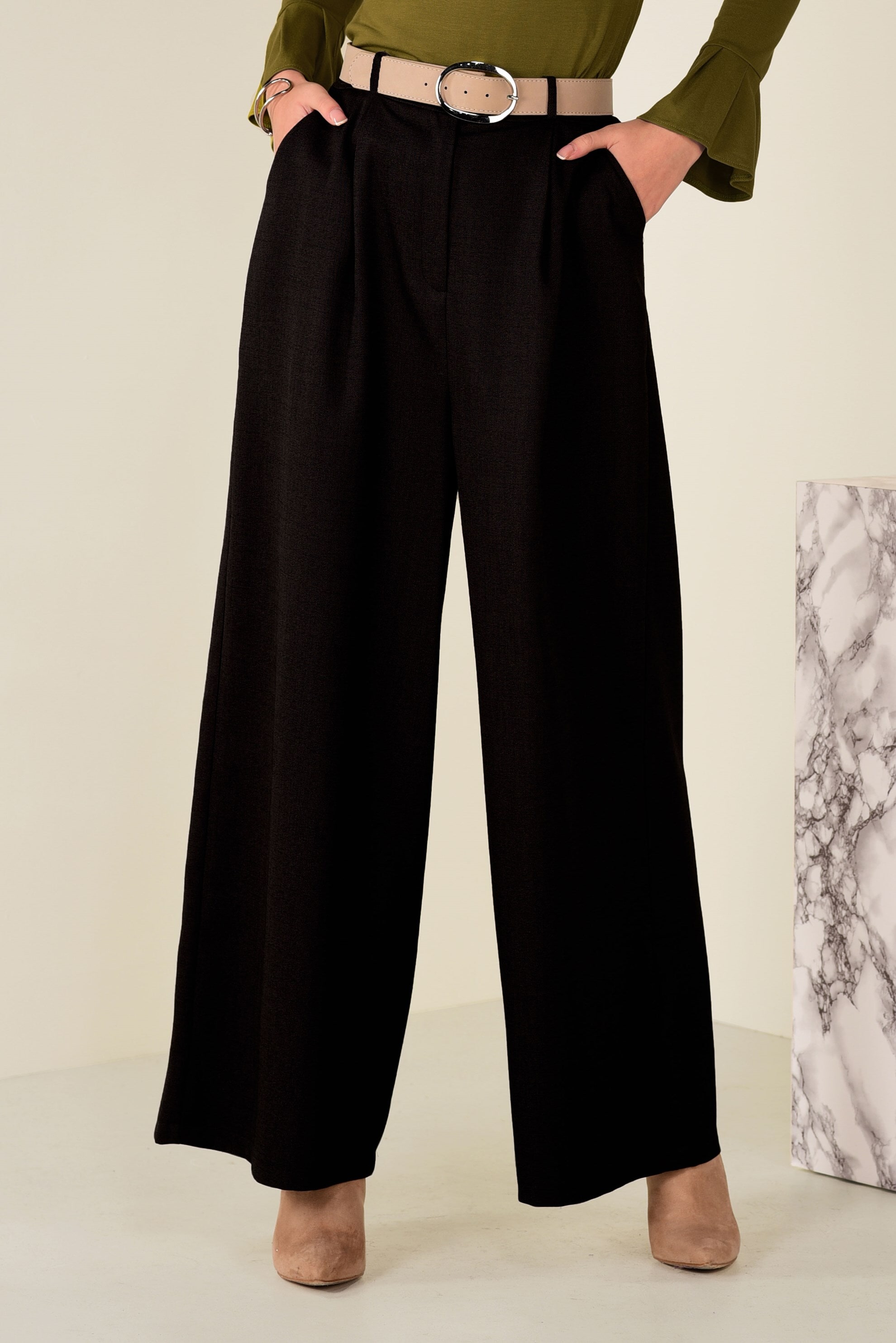 Tesettür giyim SİYAH BOL PAÇA PANTOLON 7404 