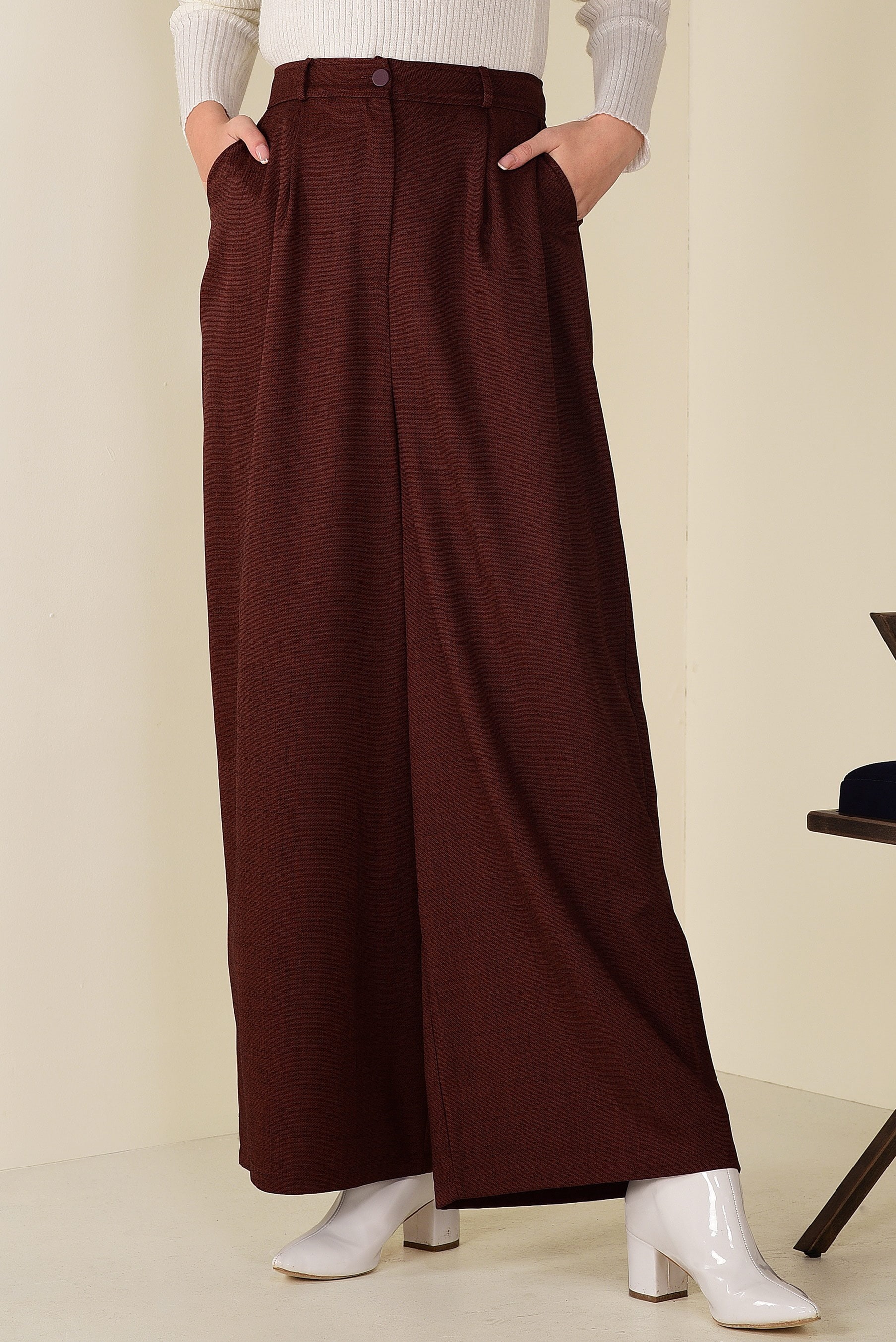 Tesettür giyim TURUNCU BOL PAÇA PANTOLON 7404 